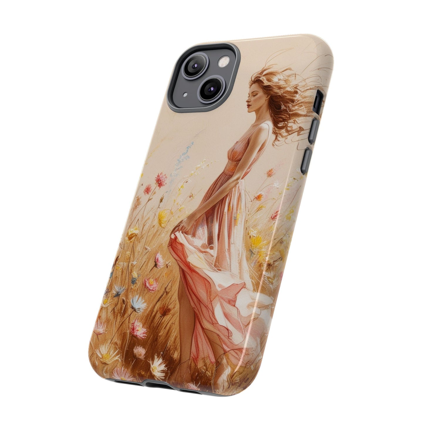Phone Case - Vintage Woman Art Tough Case - Shockproof Matte & Glossy Finish