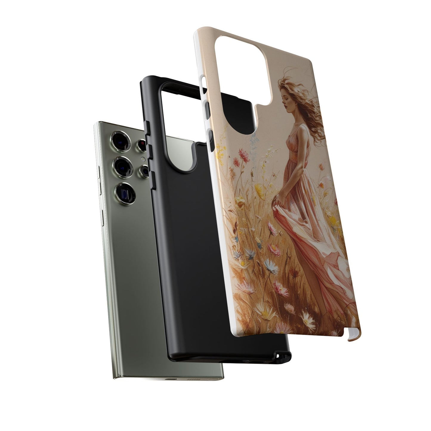 Phone Case - Vintage Woman Art Tough Case - Shockproof Matte & Glossy Finish