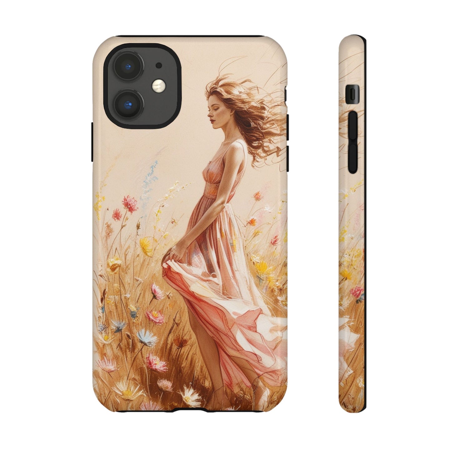 Phone Case - Vintage Woman Art Tough Case - Shockproof Matte & Glossy Finish