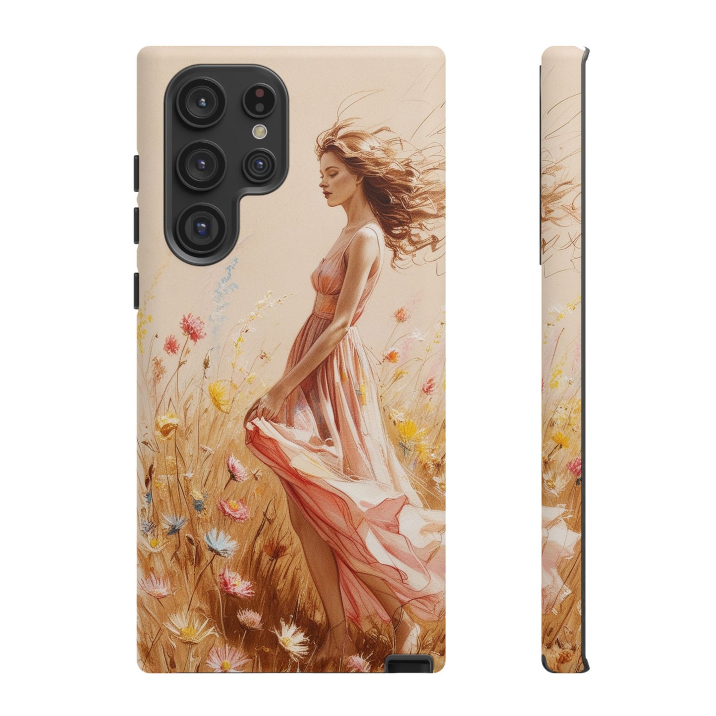 Phone Case - Vintage Woman Art Tough Case - Shockproof Matte & Glossy Finish