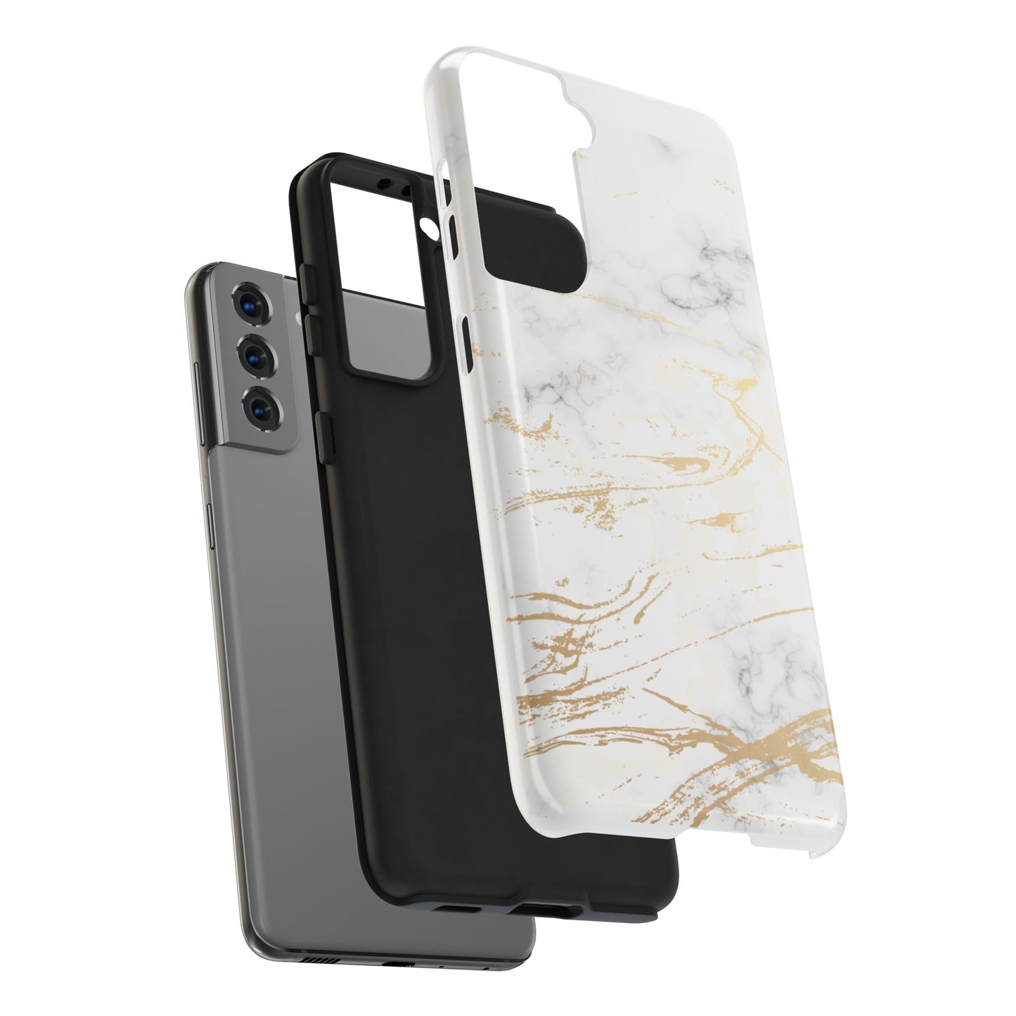 Gold Marble Tough Phone Case – Shockproof Luxury Cover for iPhone & Samsung