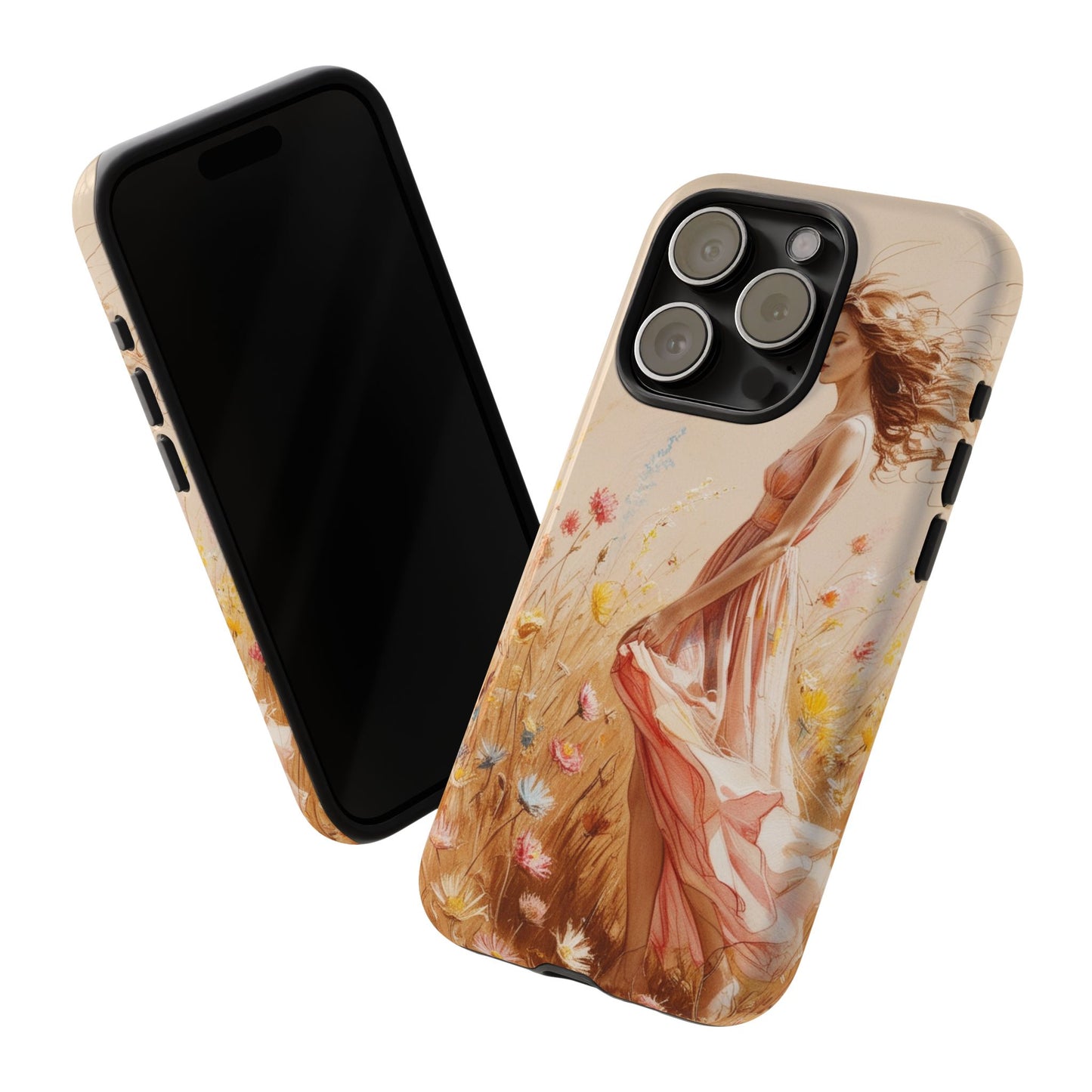 Phone Case - Vintage Woman Art Tough Case - Shockproof Matte & Glossy Finish