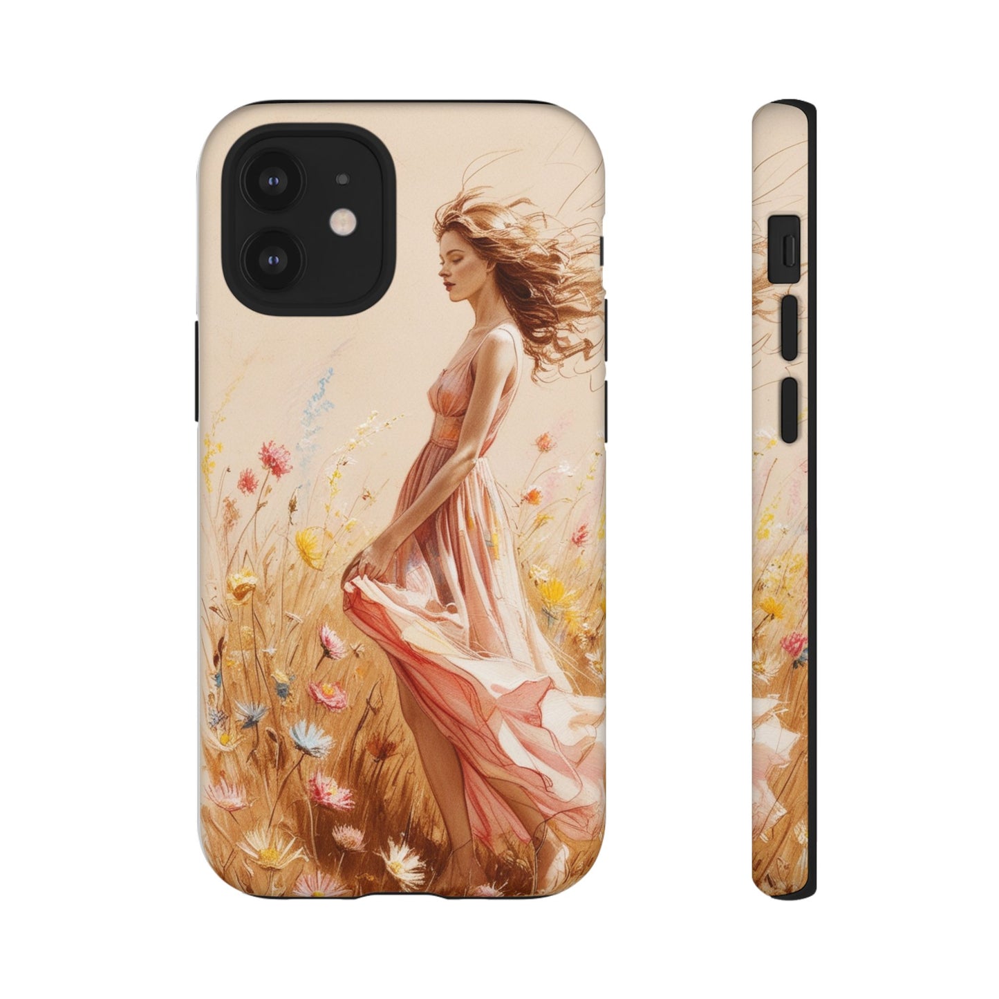 Phone Case - Vintage Woman Art Tough Case - Shockproof Matte & Glossy Finish