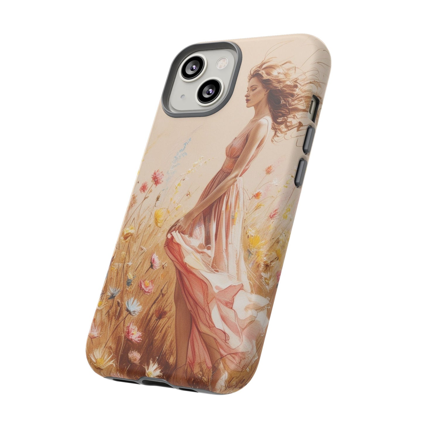 Phone Case - Vintage Woman Art Tough Case - Shockproof Matte & Glossy Finish