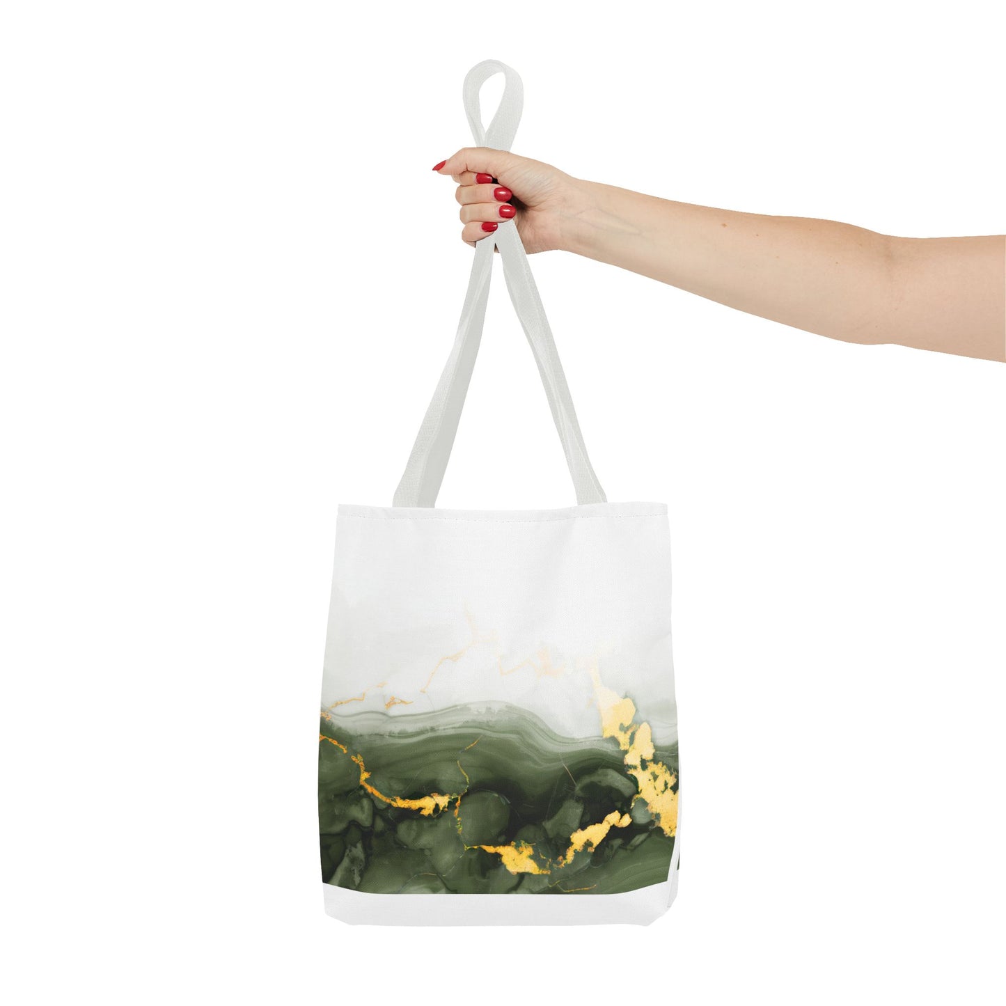 Green Marble Tote Bag – All Over Print Elegant Carryall