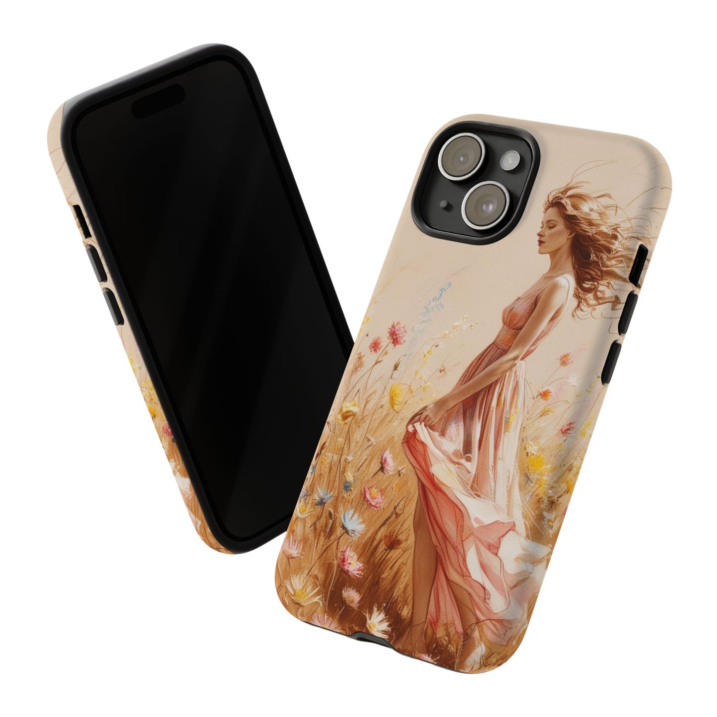 Phone Case - Vintage Woman Art Tough Case - Shockproof Matte & Glossy Finish