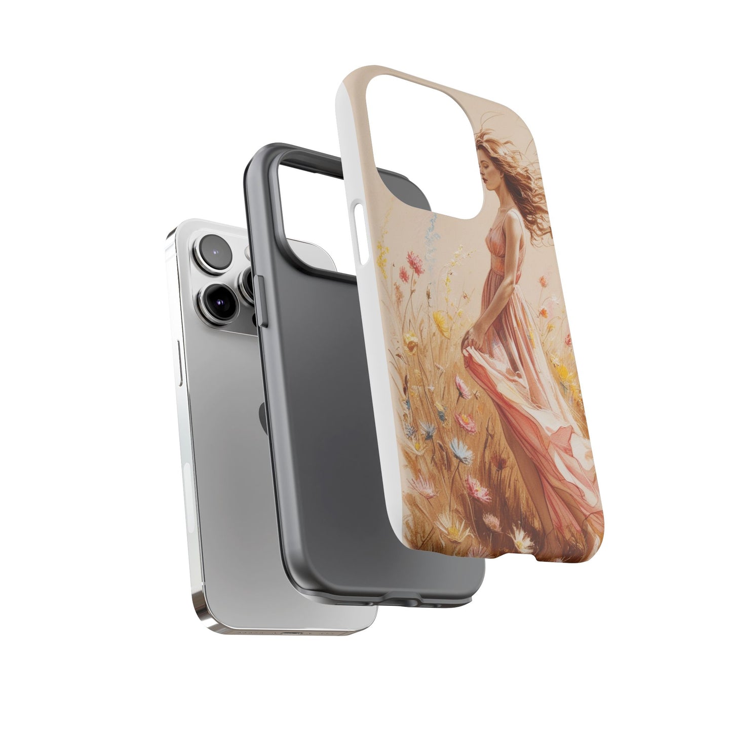Phone Case - Vintage Woman Art Tough Case - Shockproof Matte & Glossy Finish