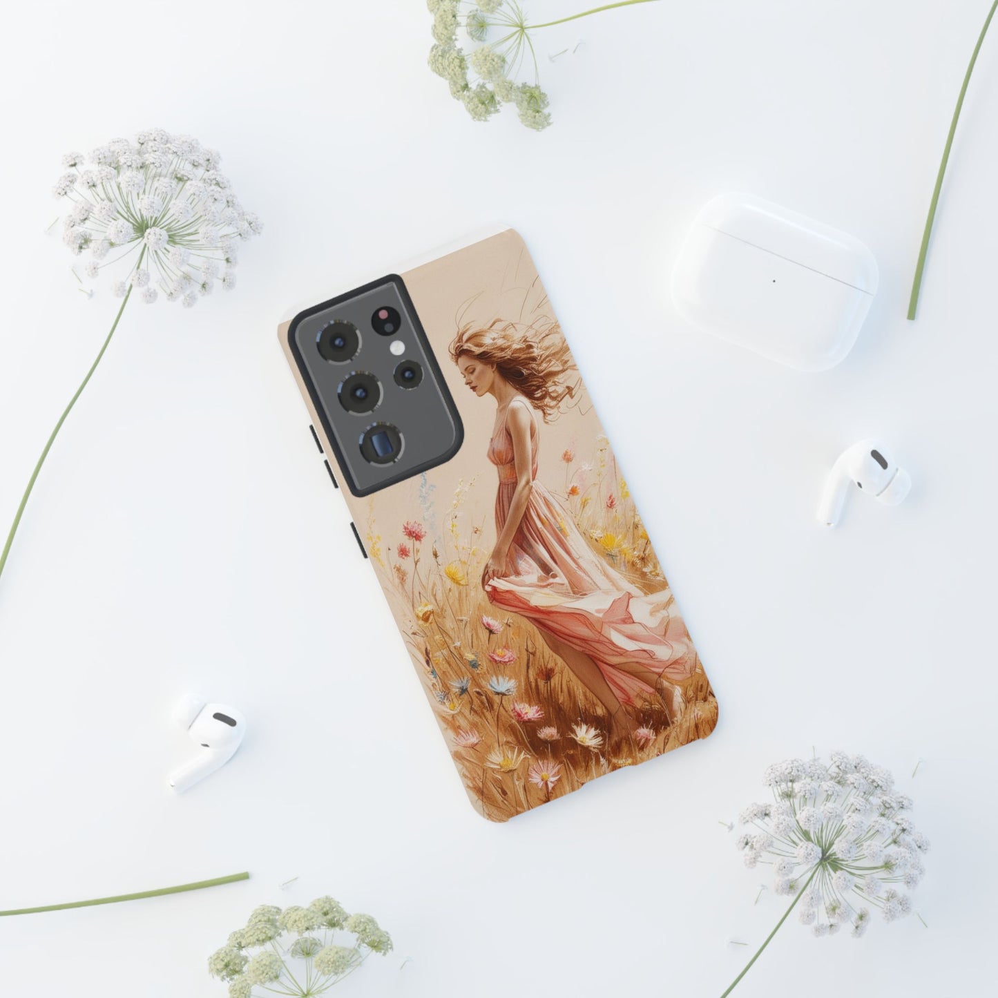 Phone Case - Vintage Woman Art Tough Case - Shockproof Matte & Glossy Finish