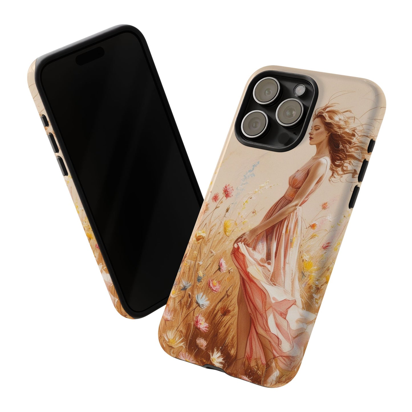 Phone Case - Vintage Woman Art Tough Case - Shockproof Matte & Glossy Finish