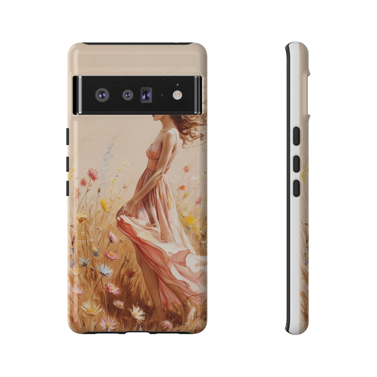 Phone Case - Vintage Woman Art Tough Case - Shockproof Matte & Glossy Finish