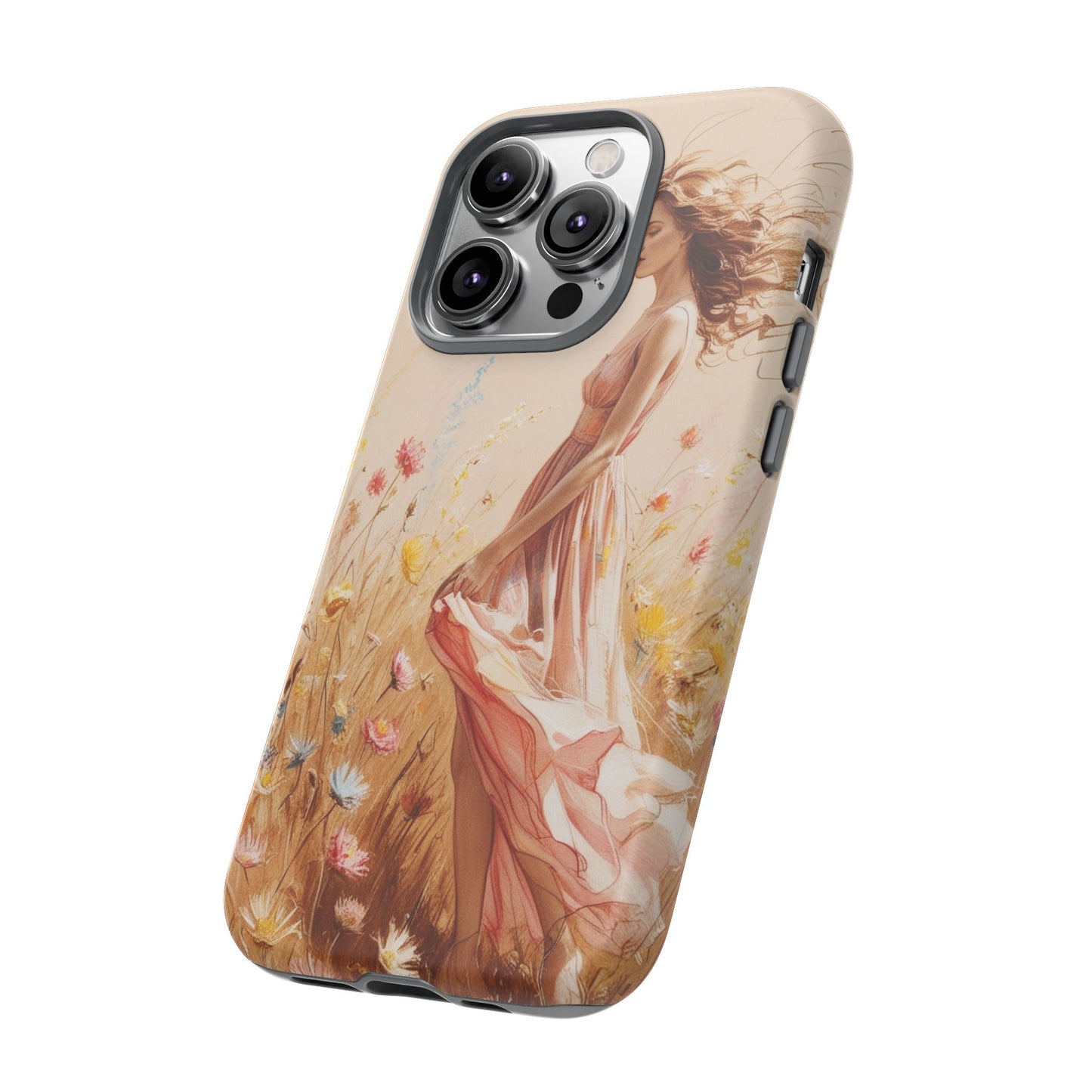 Phone Case - Vintage Woman Art Tough Case - Shockproof Matte & Glossy Finish
