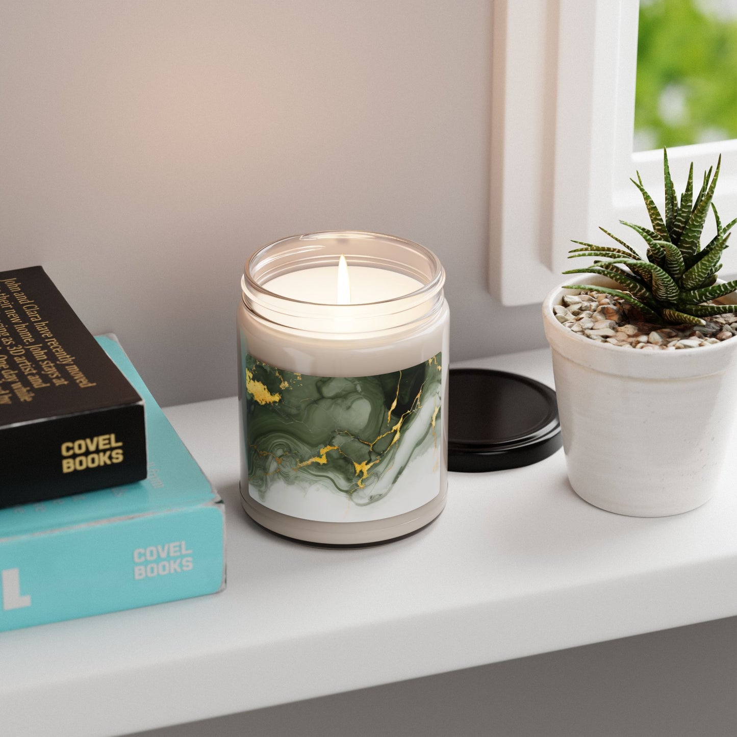 Green Marble Scented Soy Candle – 9oz Luxury Home Fragrance
