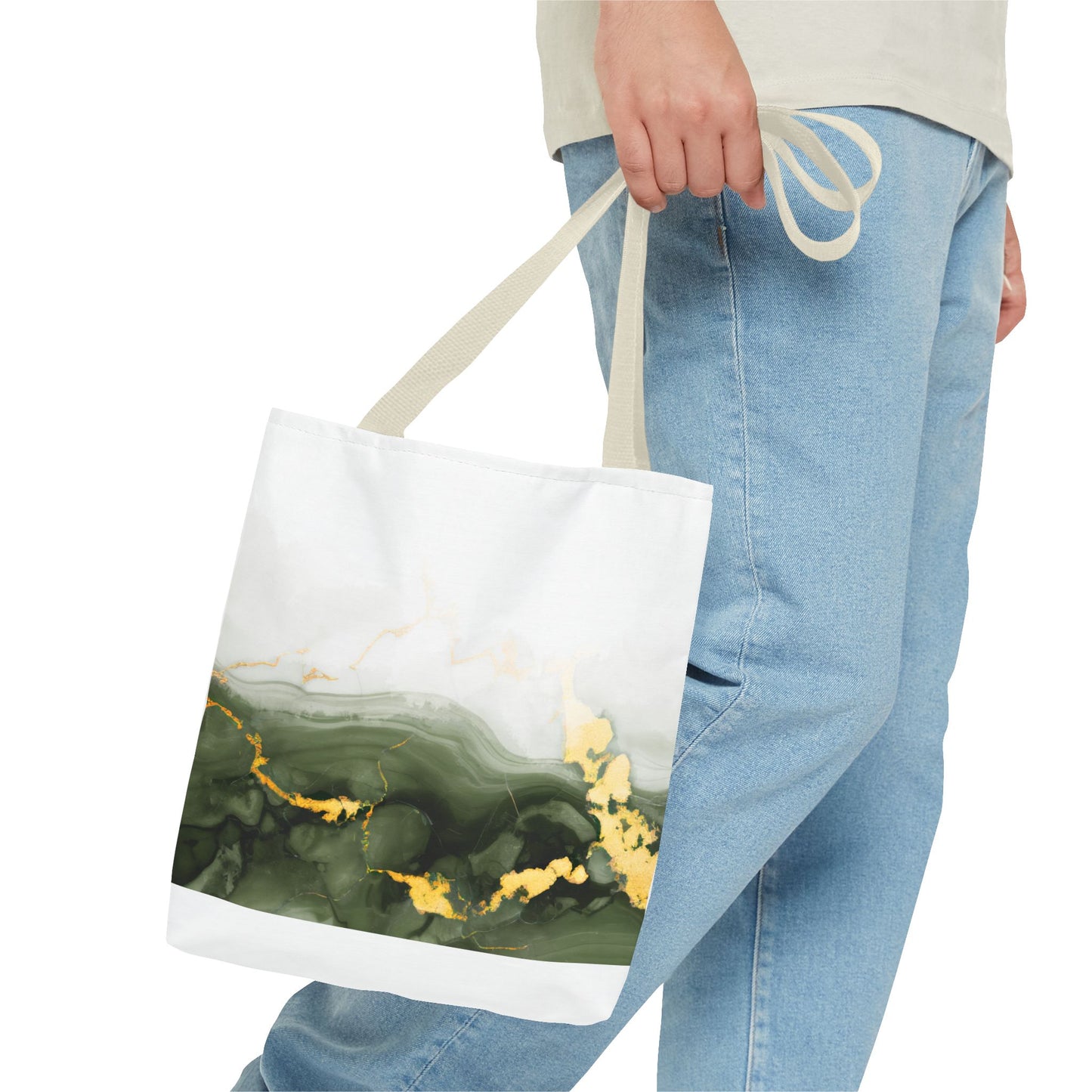 Green Marble Tote Bag – All Over Print Elegant Carryall