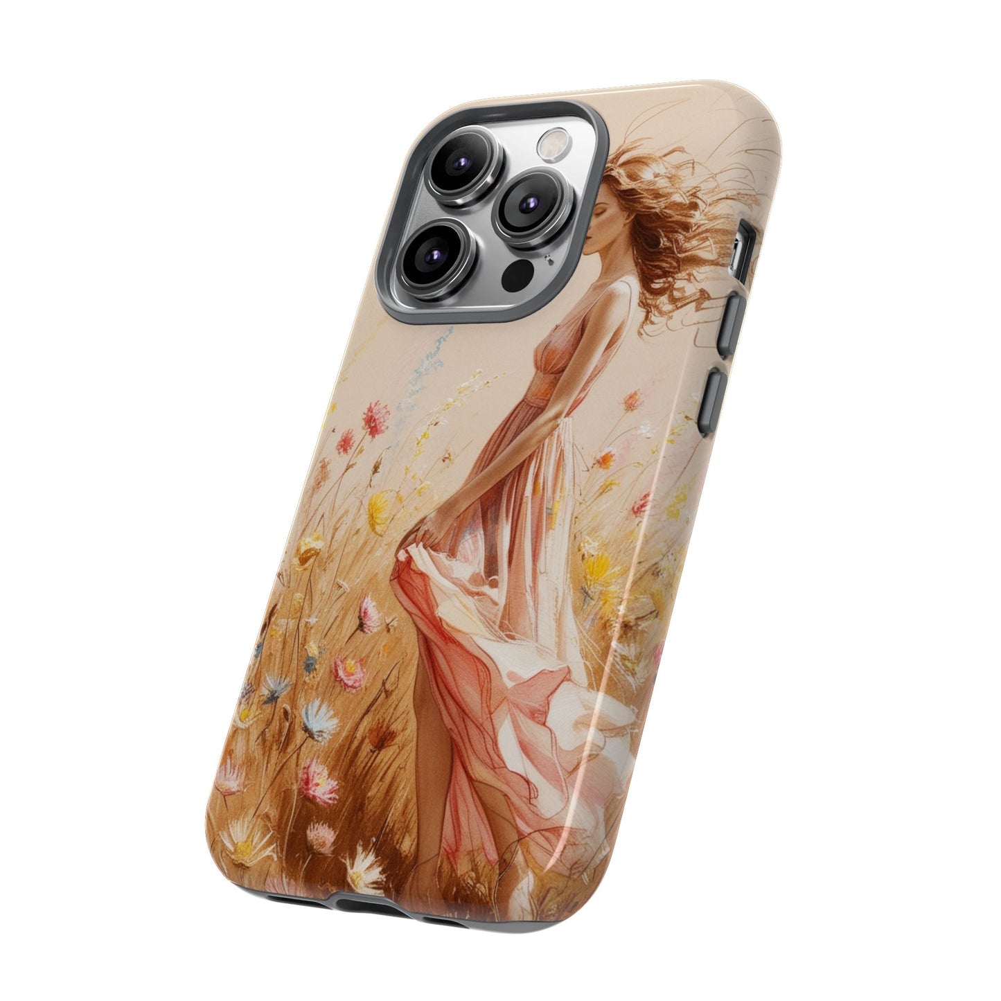 Phone Case - Vintage Woman Art Tough Case - Shockproof Matte & Glossy Finish