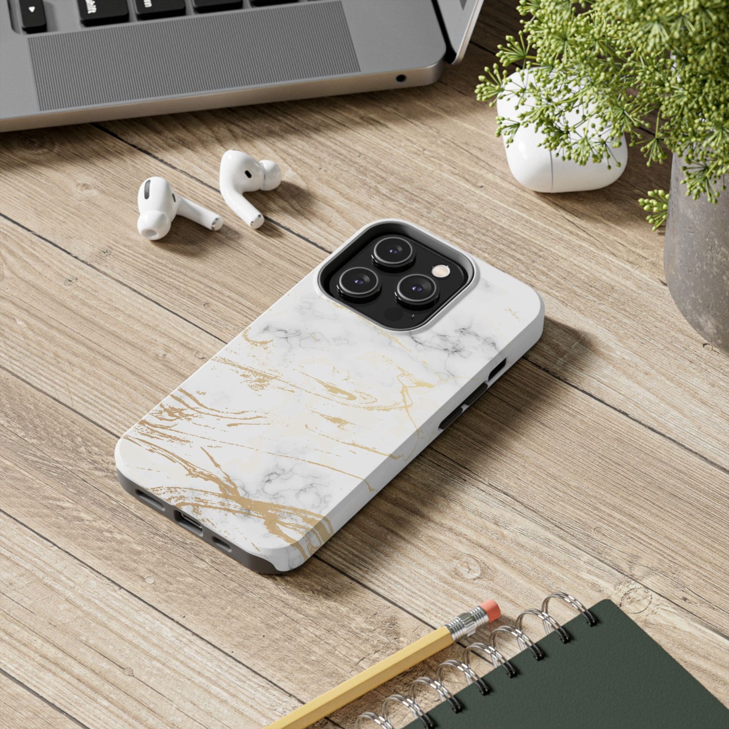 Gold Marble Tough Phone Case – Shockproof Luxury Cover for iPhone & Samsung