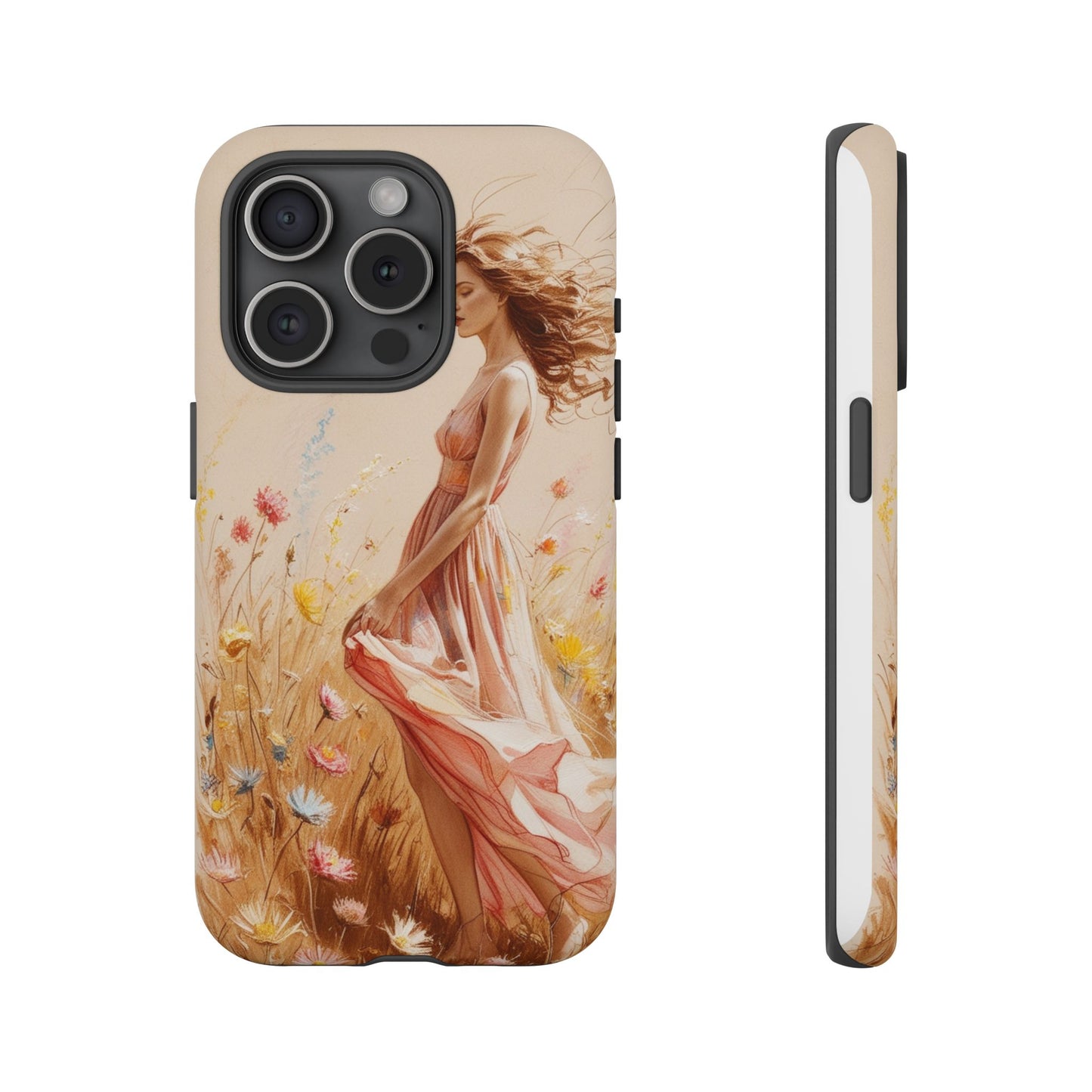 Phone Case - Vintage Woman Art Tough Case - Shockproof Matte & Glossy Finish