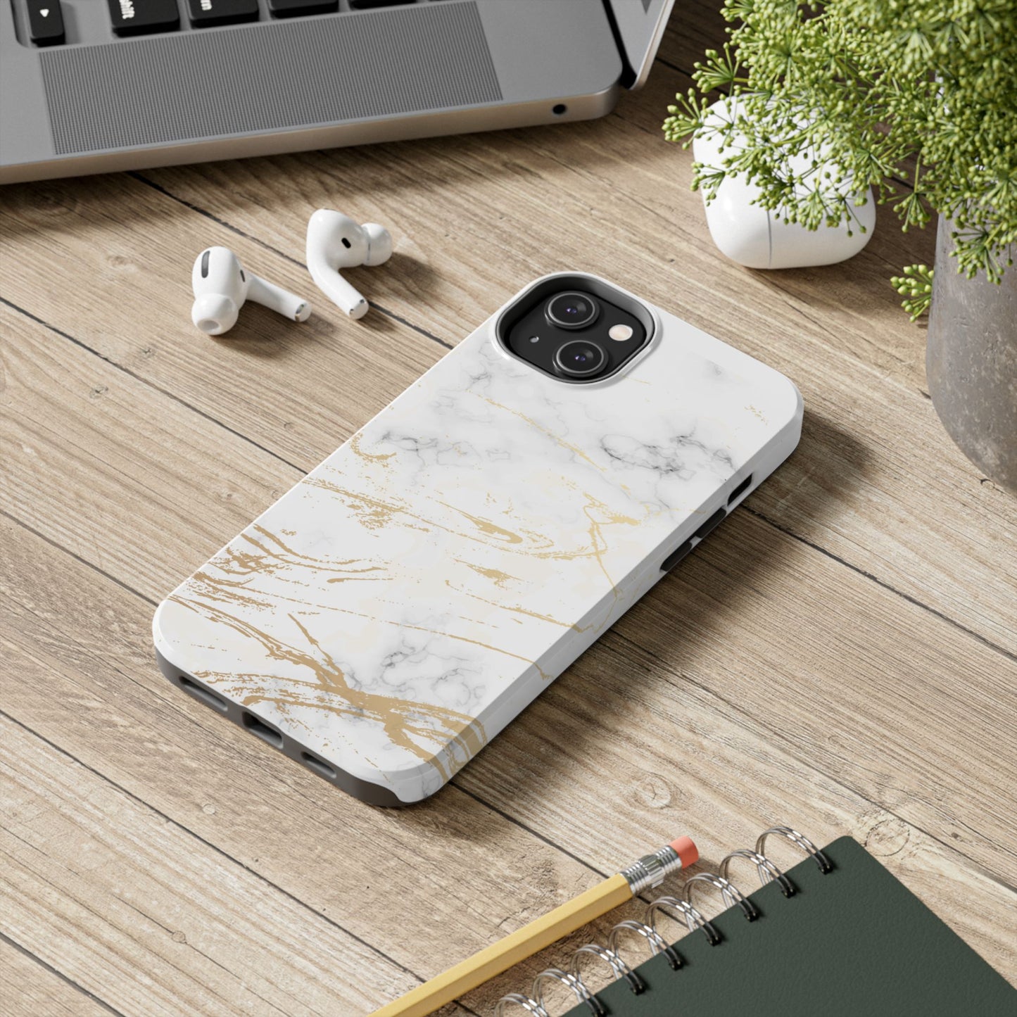 Gold Marble Tough Phone Case – Shockproof Luxury Cover for iPhone & Samsung