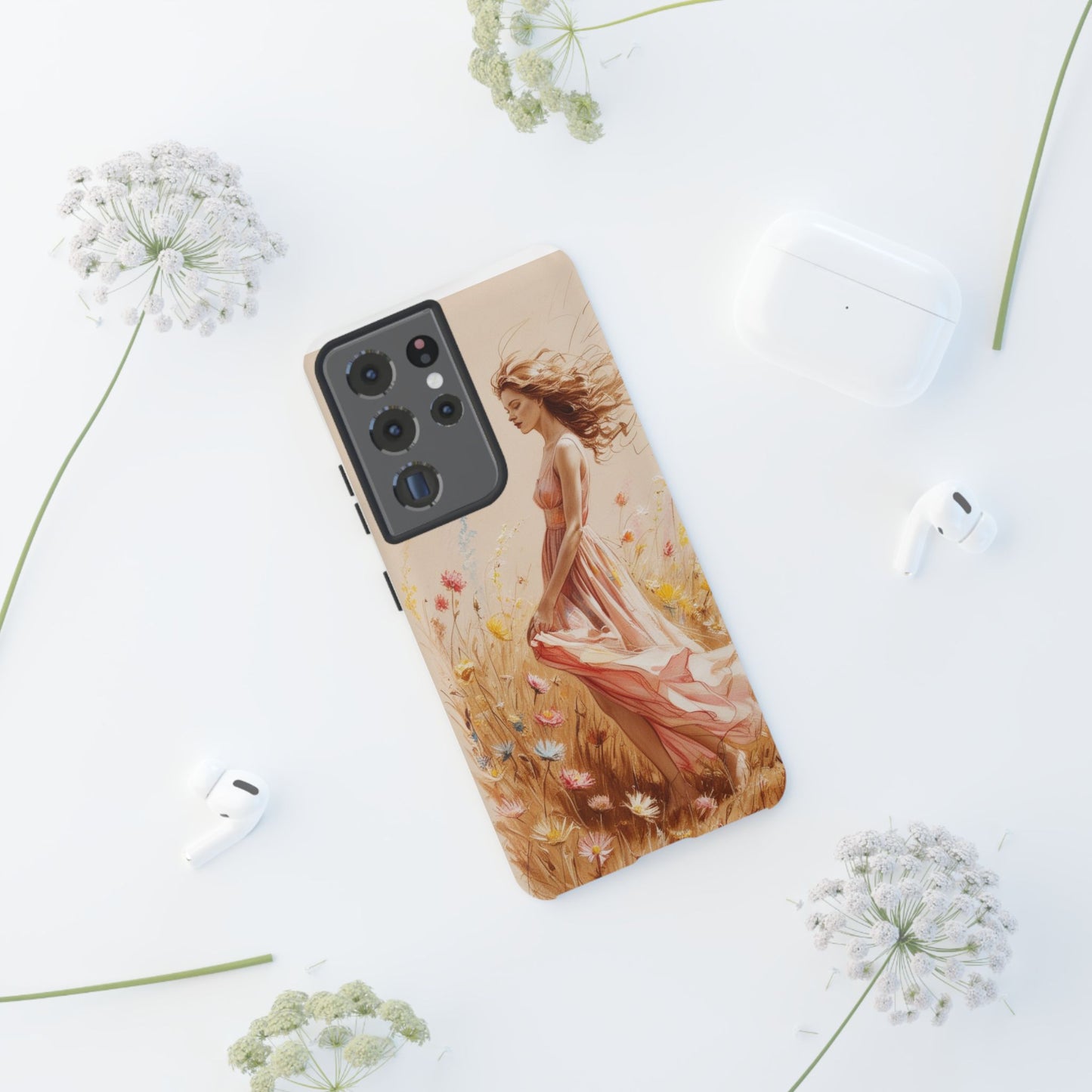 Phone Case - Vintage Woman Art Tough Case - Shockproof Matte & Glossy Finish