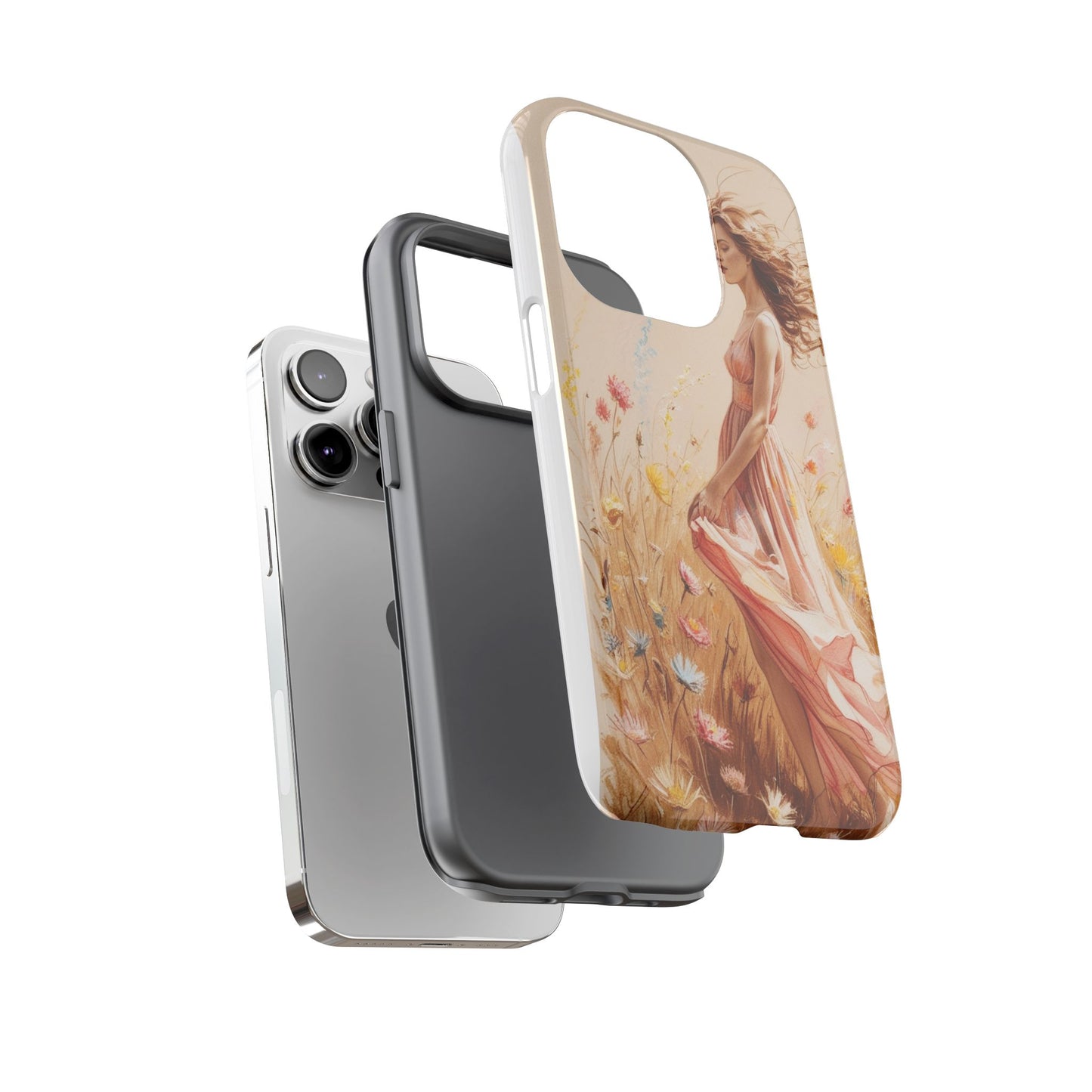 Phone Case - Vintage Woman Art Tough Case - Shockproof Matte & Glossy Finish