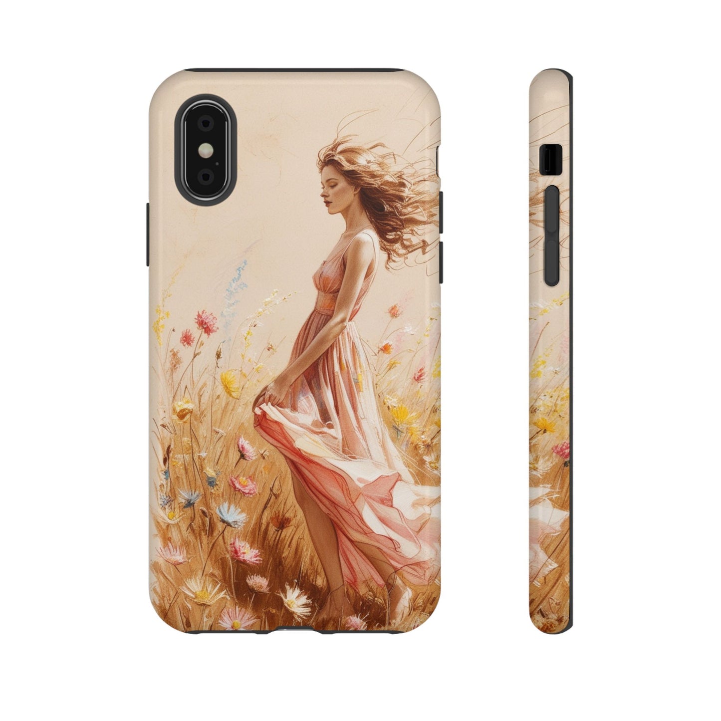 Phone Case - Vintage Woman Art Tough Case - Shockproof Matte & Glossy Finish