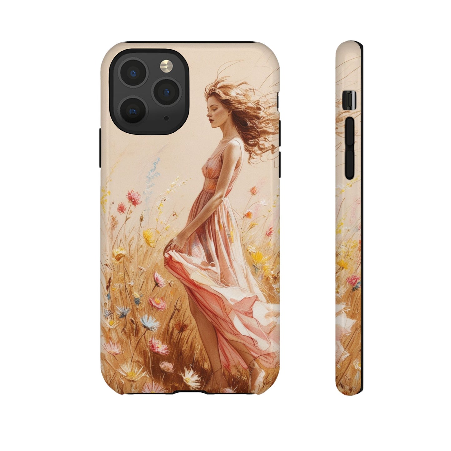 Phone Case - Vintage Woman Art Tough Case - Shockproof Matte & Glossy Finish