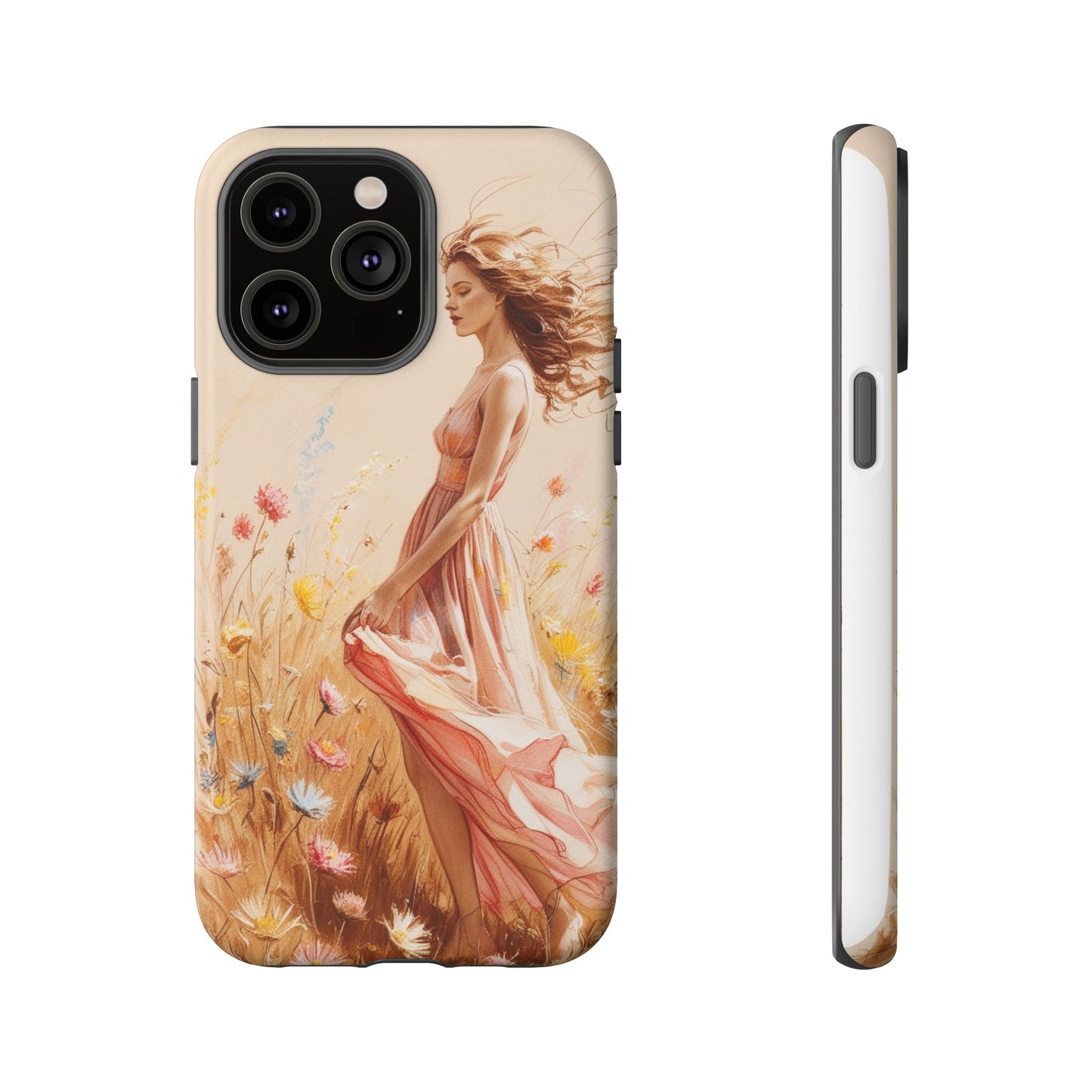 Phone Case - Vintage Woman Art Tough Case - Shockproof Matte & Glossy Finish