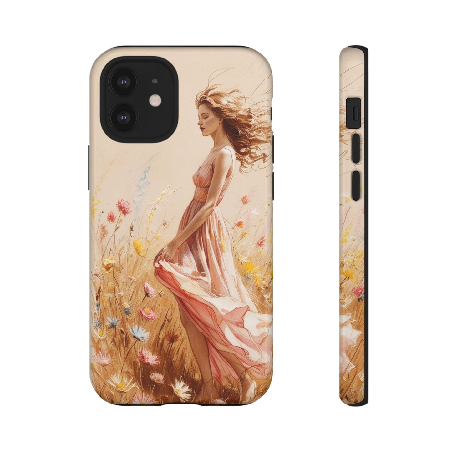 Phone Case - Vintage Woman Art Tough Case - Shockproof Matte & Glossy Finish