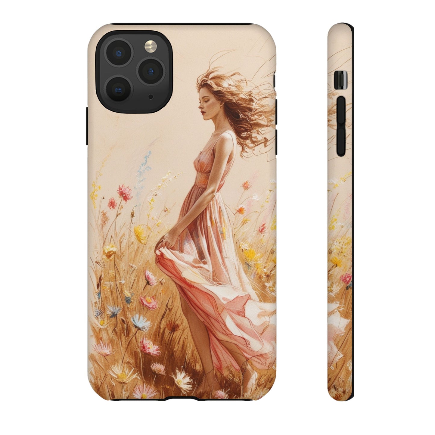 Phone Case - Vintage Woman Art Tough Case - Shockproof Matte & Glossy Finish