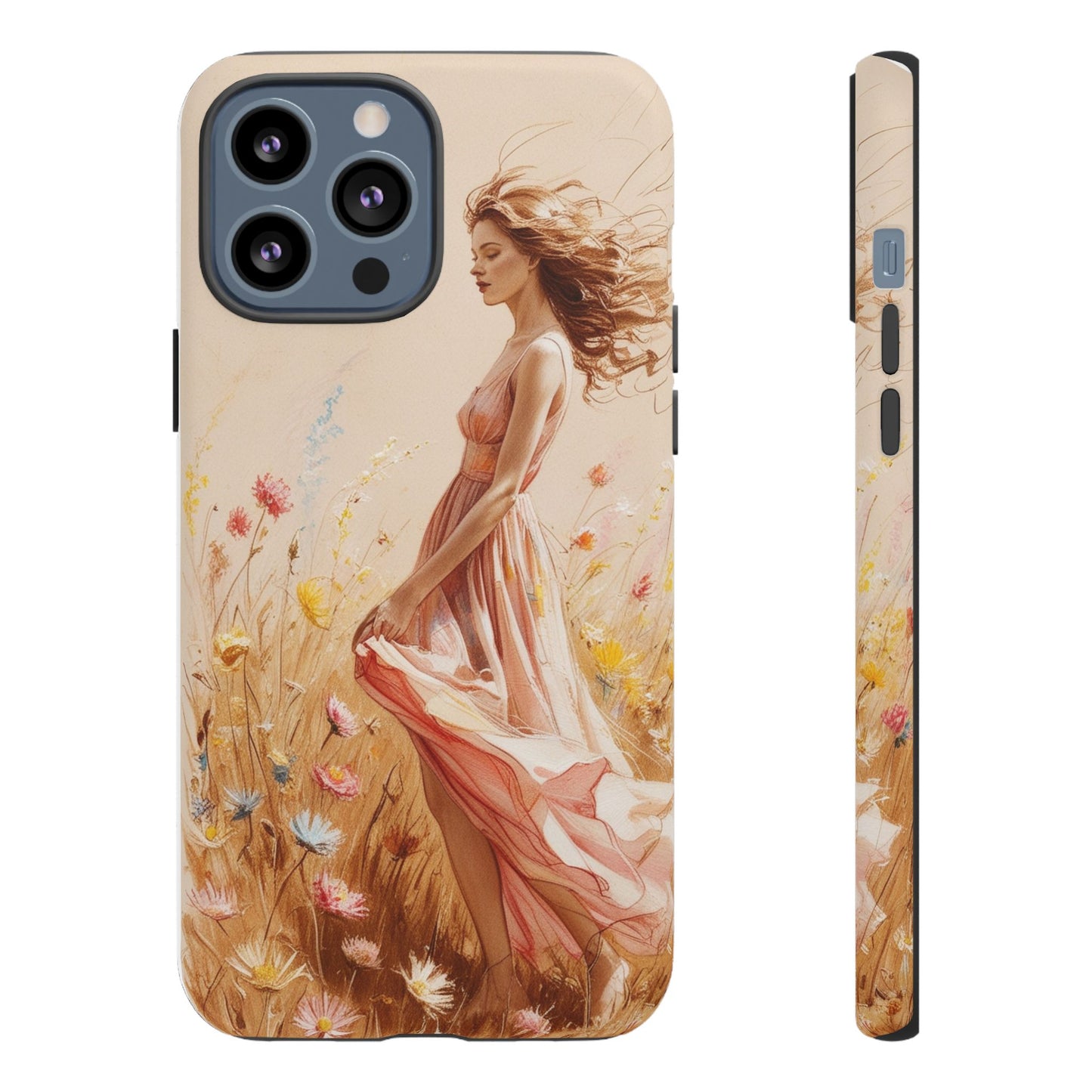Phone Case - Vintage Woman Art Tough Case - Shockproof Matte & Glossy Finish