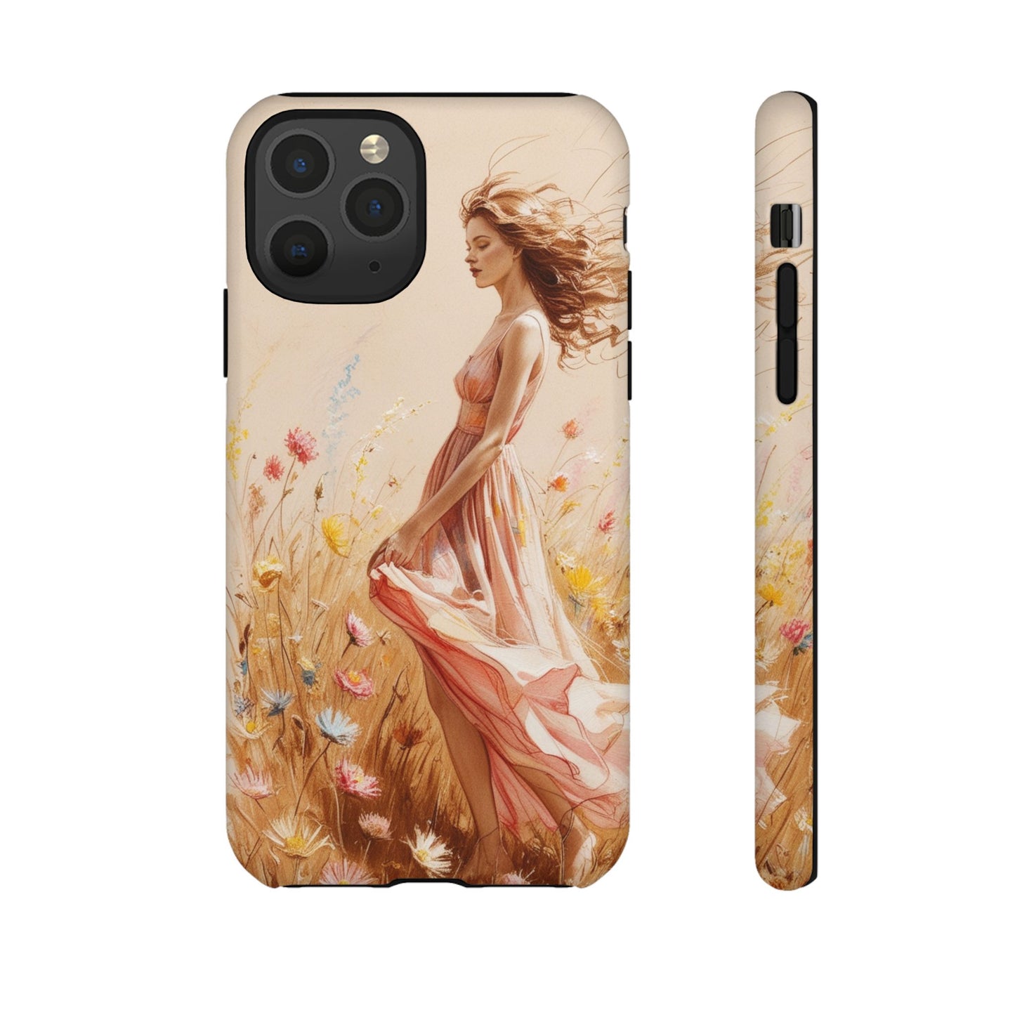 Phone Case - Vintage Woman Art Tough Case - Shockproof Matte & Glossy Finish