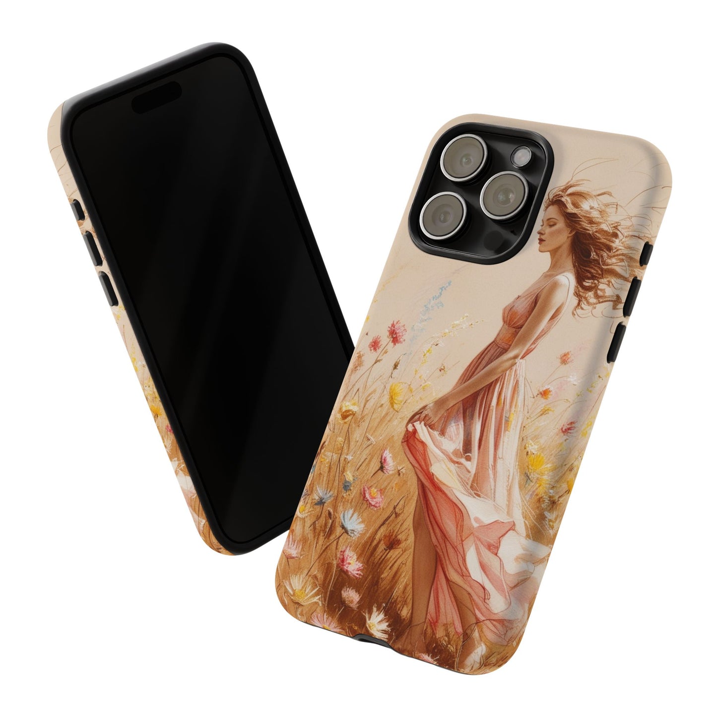 Phone Case - Vintage Woman Art Tough Case - Shockproof Matte & Glossy Finish