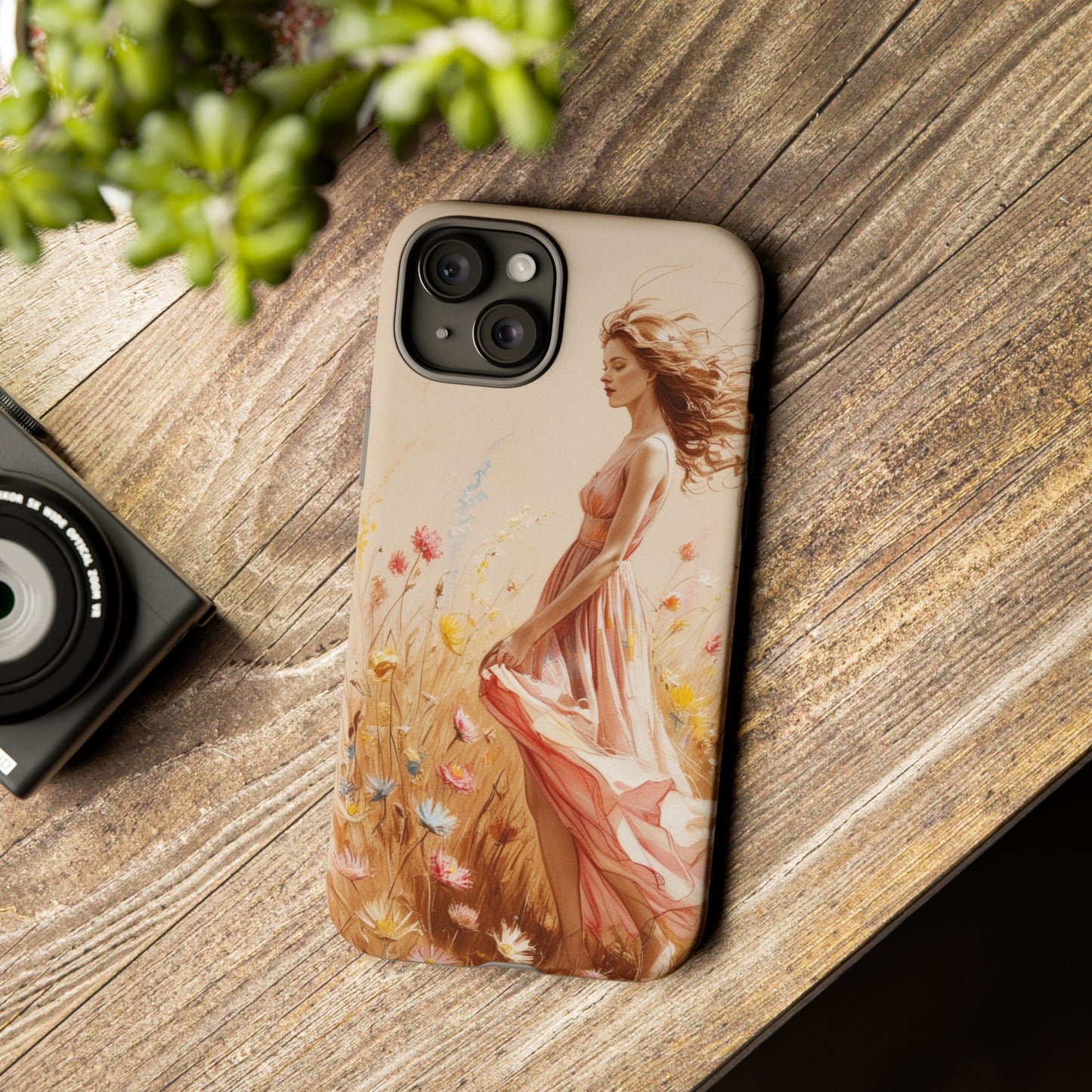 Phone Case - Vintage Woman Art Tough Case - Shockproof Matte & Glossy Finish