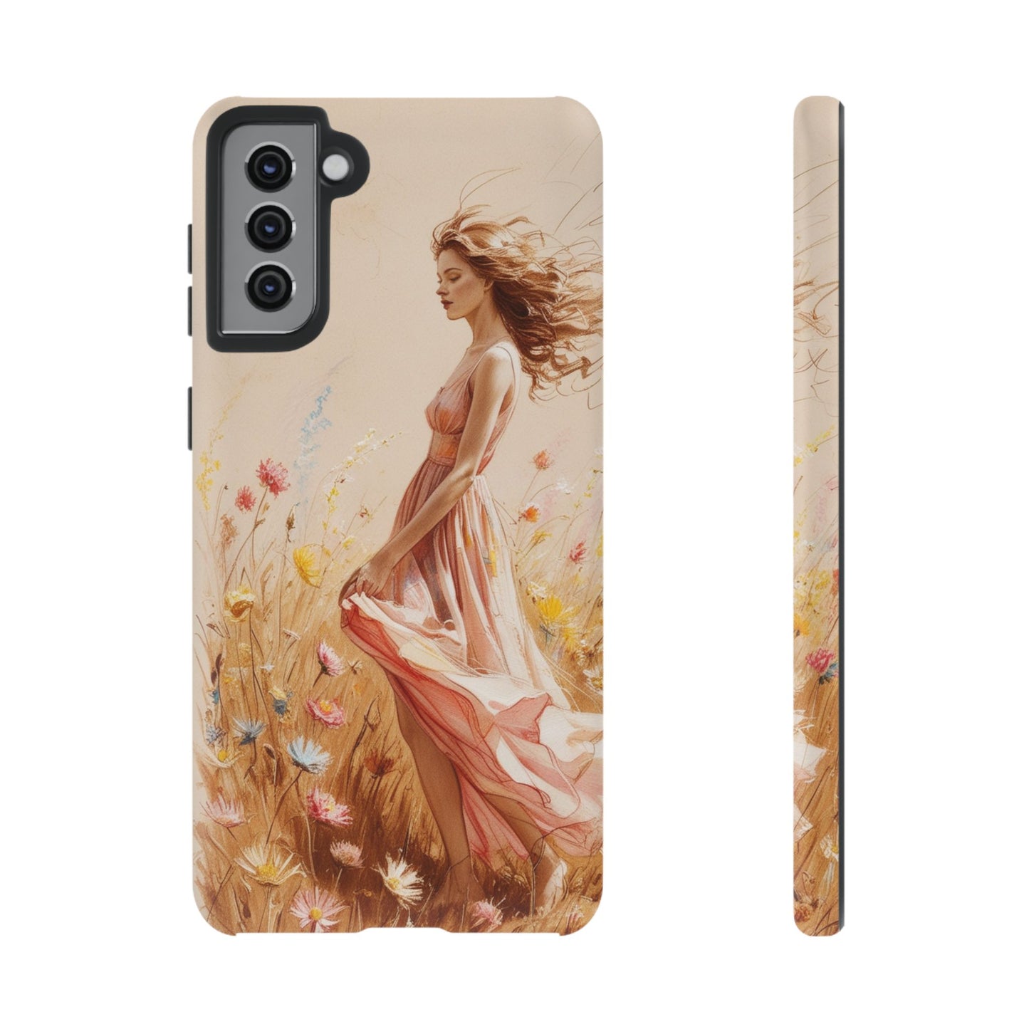 Phone Case - Vintage Woman Art Tough Case - Shockproof Matte & Glossy Finish