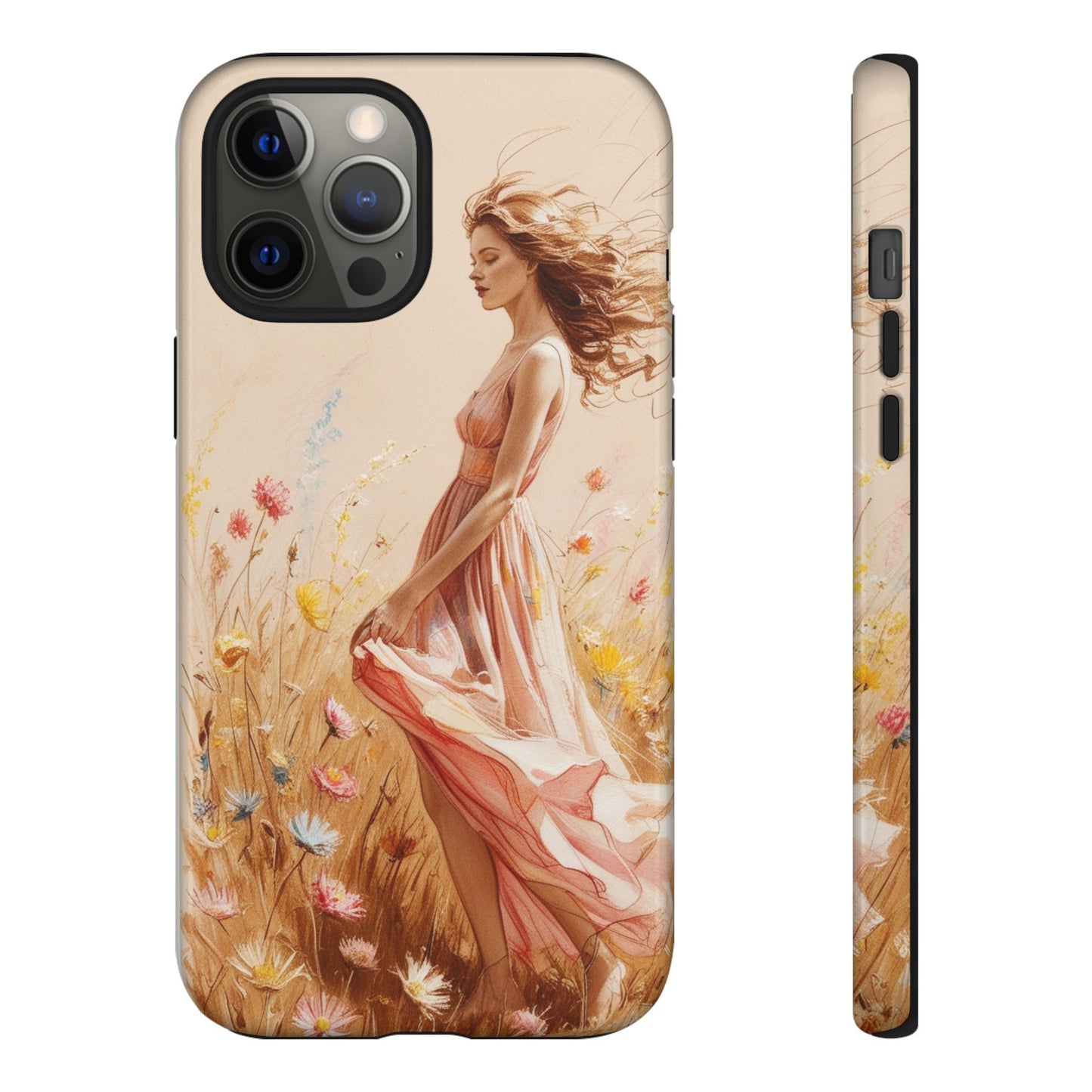 Phone Case - Vintage Woman Art Tough Case - Shockproof Matte & Glossy Finish