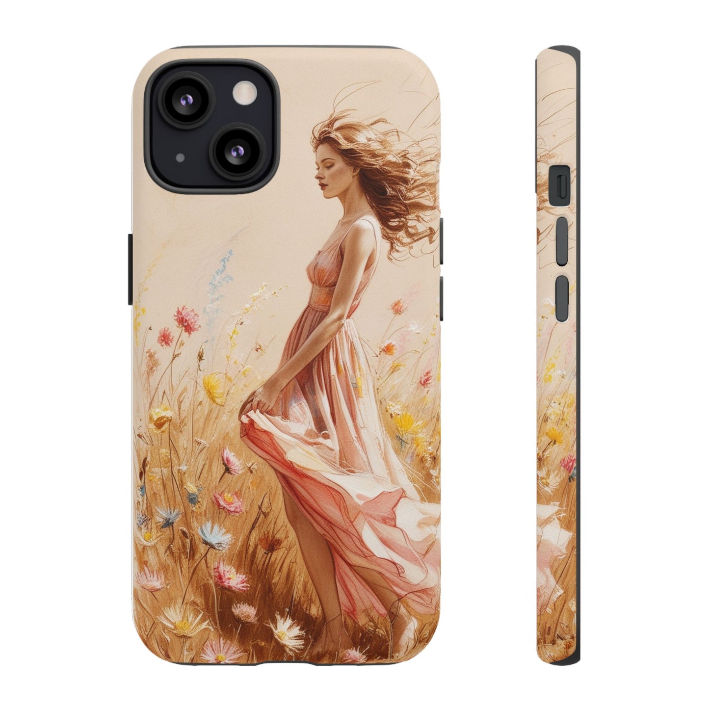 Phone Case - Vintage Woman Art Tough Case - Shockproof Matte & Glossy Finish