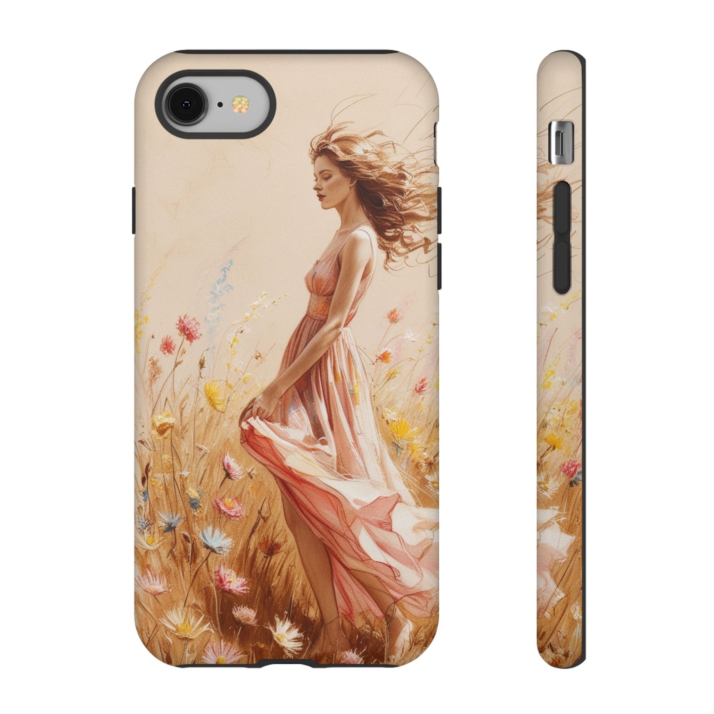 Phone Case - Vintage Woman Art Tough Case - Shockproof Matte & Glossy Finish