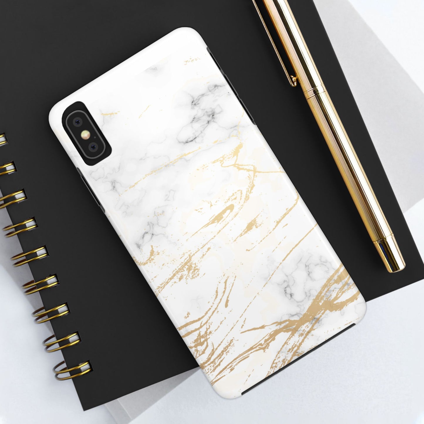 Gold Marble Tough Phone Case – Shockproof Luxury Cover for iPhone & Samsung