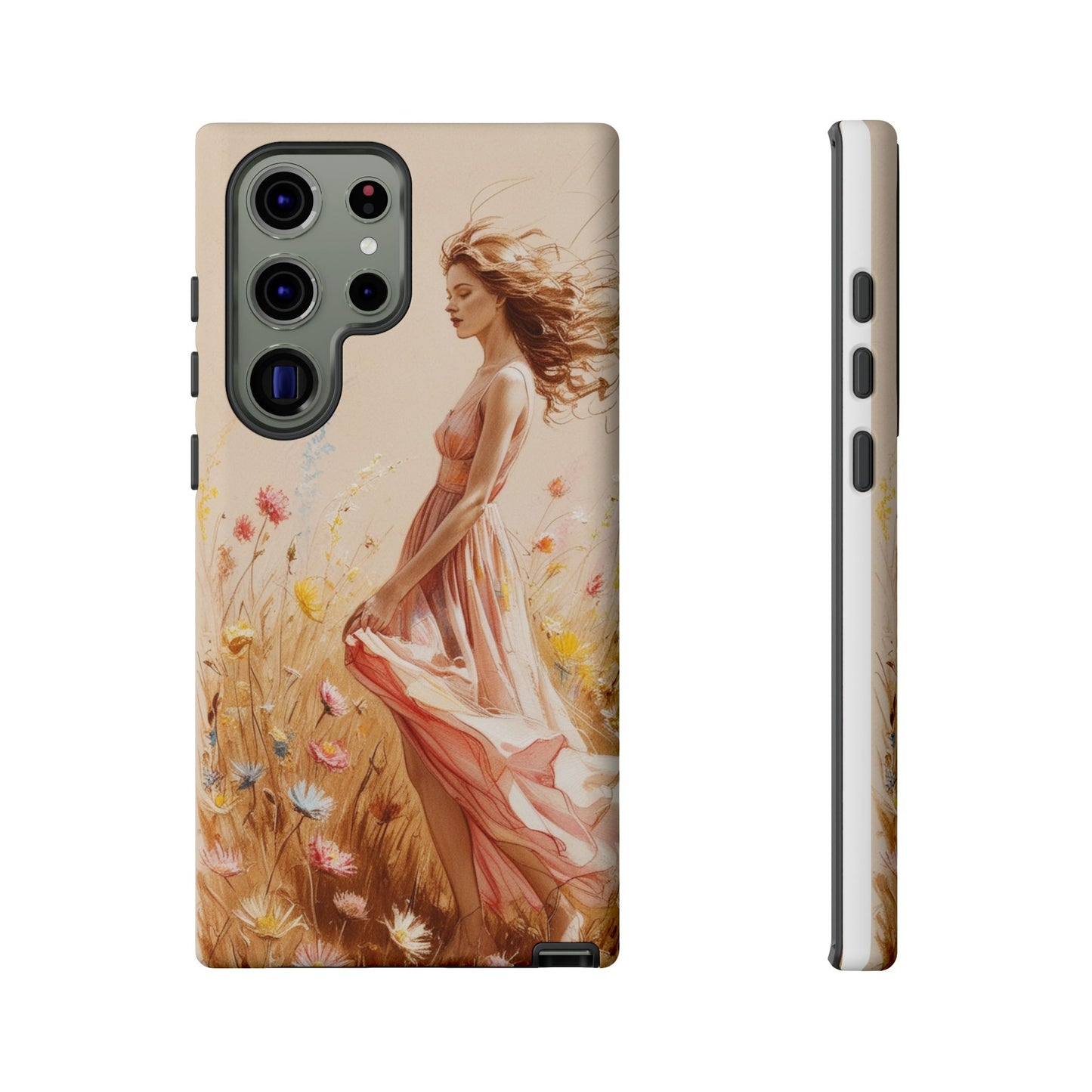 Phone Case - Vintage Woman Art Tough Case - Shockproof Matte & Glossy Finish