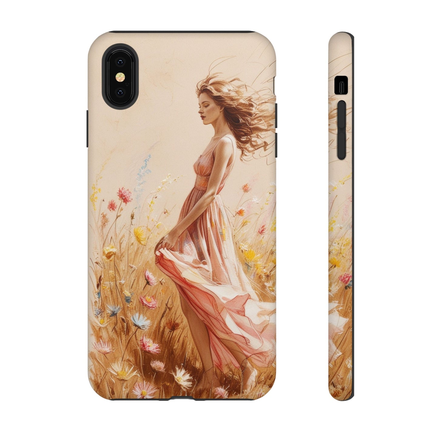 Phone Case - Vintage Woman Art Tough Case - Shockproof Matte & Glossy Finish