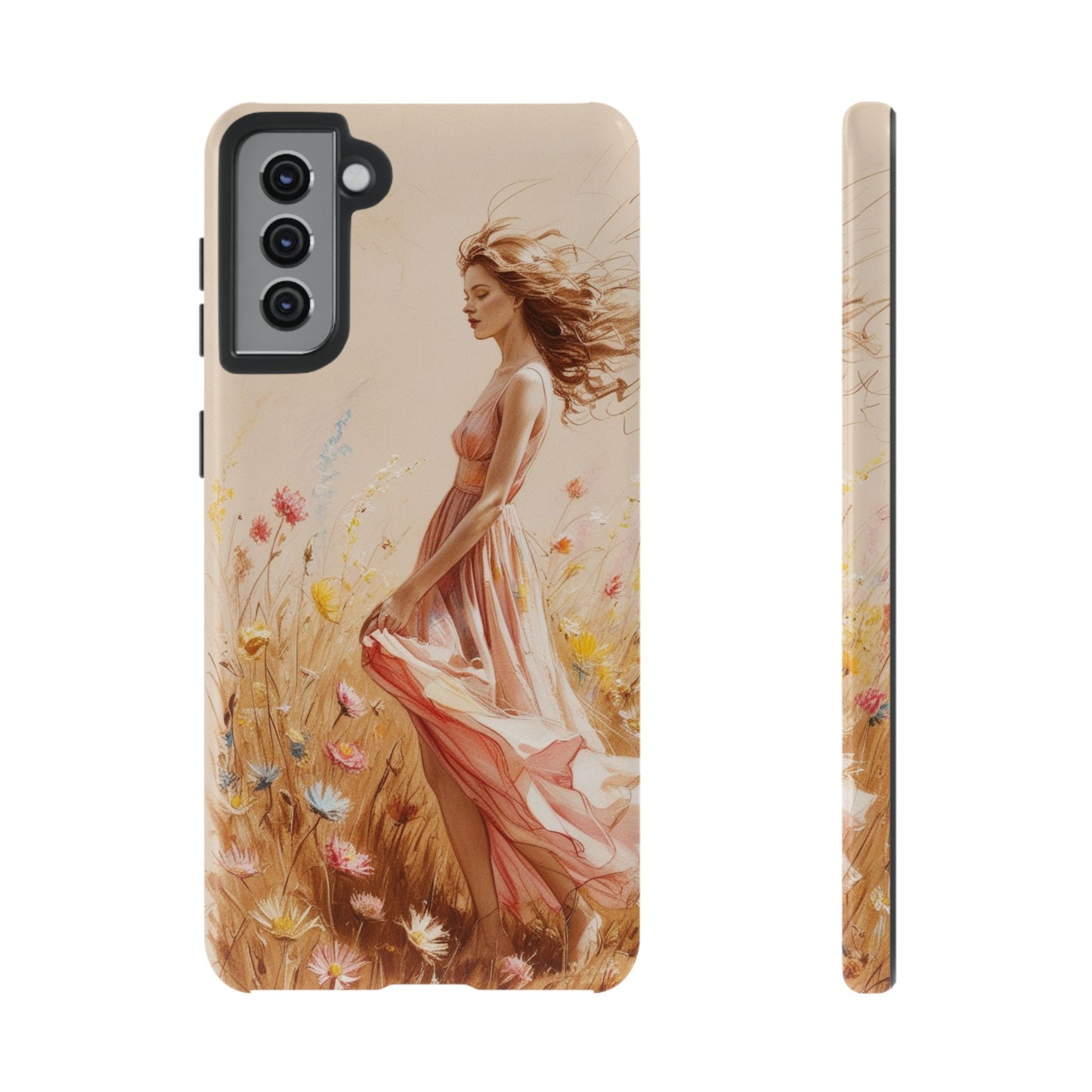 Phone Case - Vintage Woman Art Tough Case - Shockproof Matte & Glossy Finish