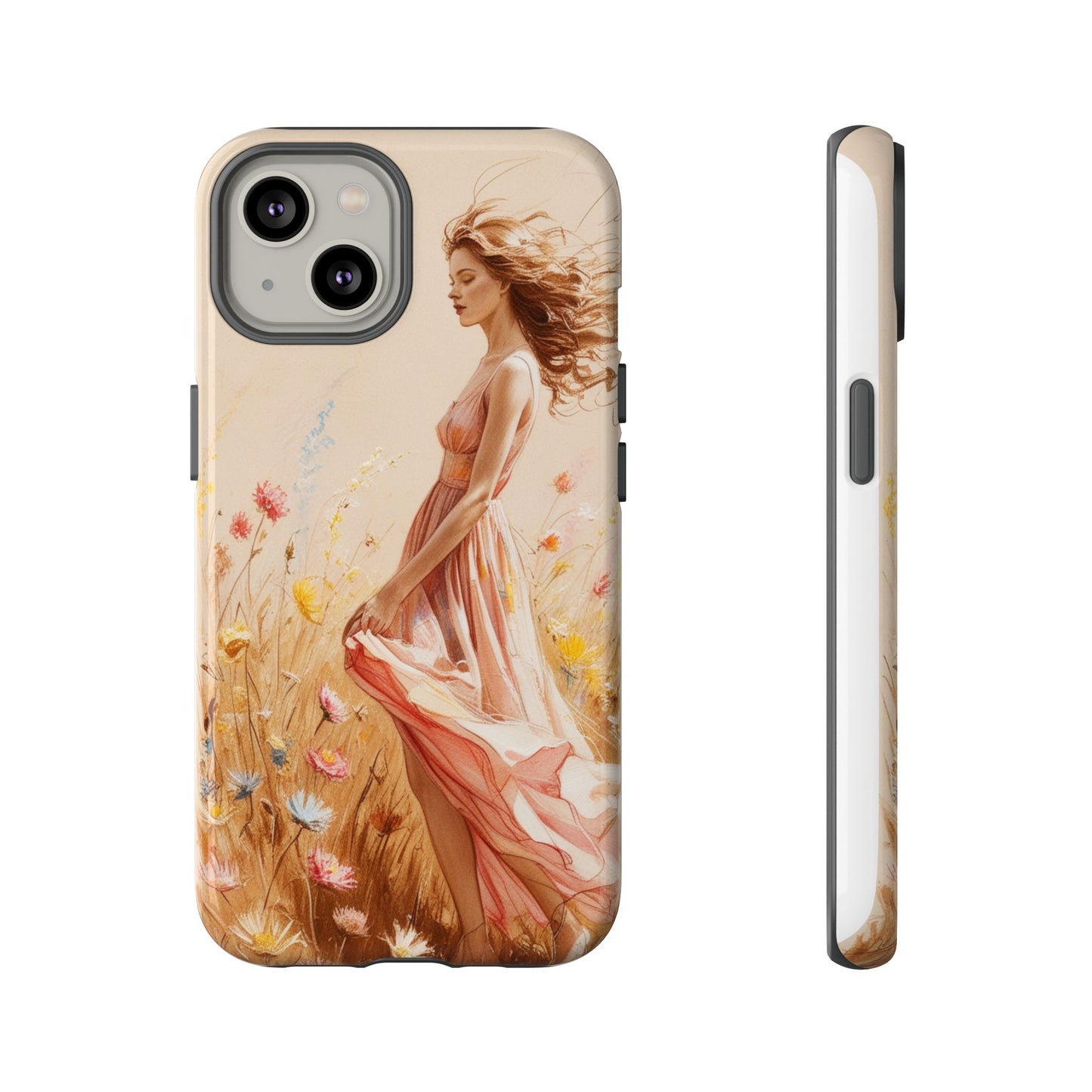 Phone Case - Vintage Woman Art Tough Case - Shockproof Matte & Glossy Finish
