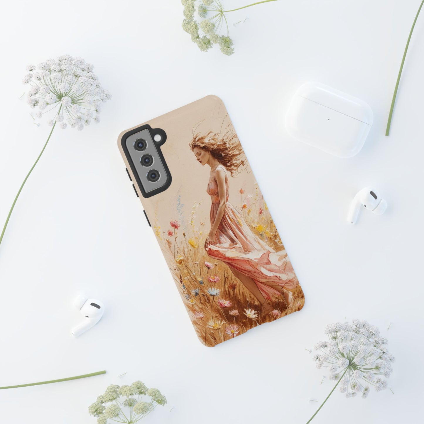 Phone Case - Vintage Woman Art Tough Case - Shockproof Matte & Glossy Finish