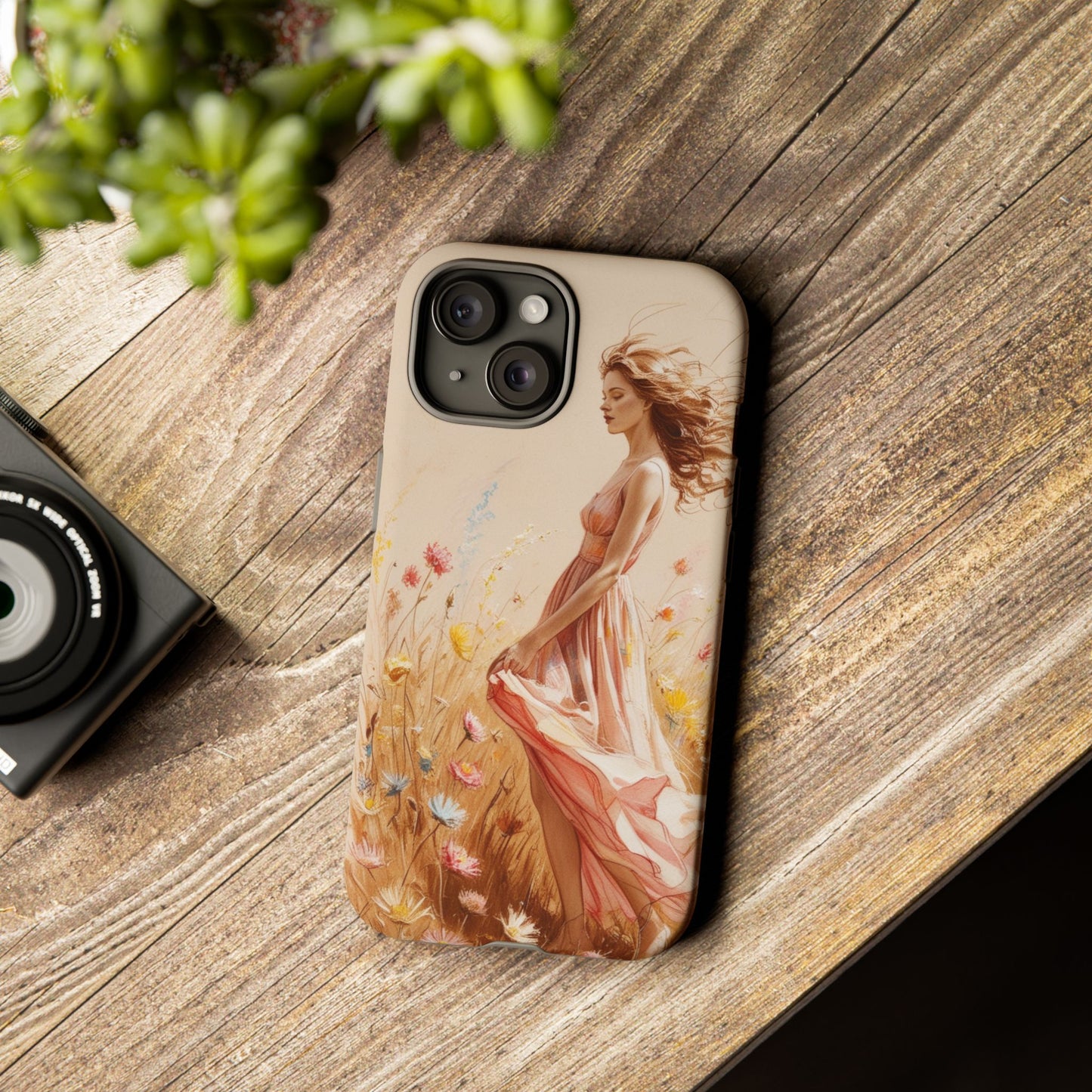 Phone Case - Vintage Woman Art Tough Case - Shockproof Matte & Glossy Finish