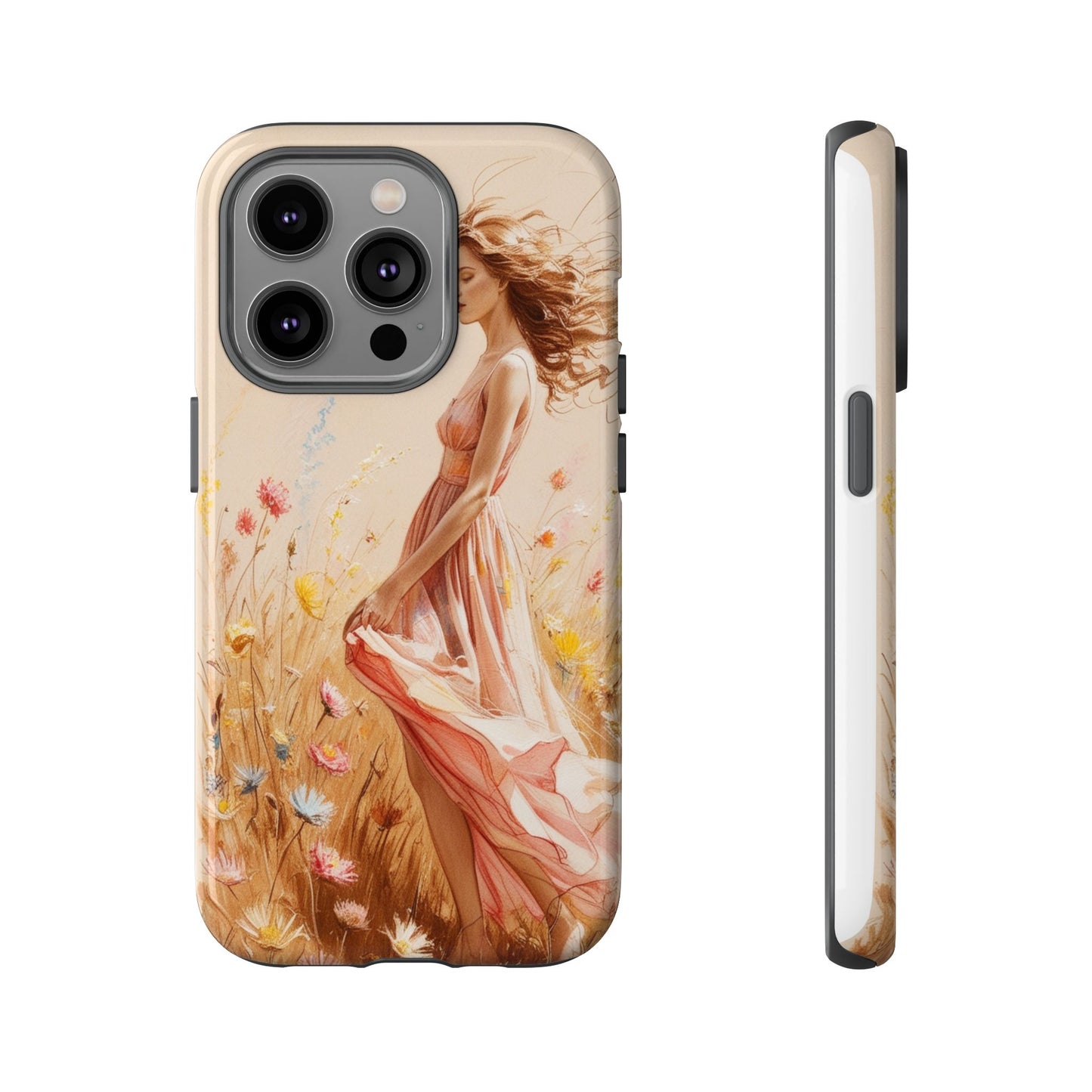 Phone Case - Vintage Woman Art Tough Case - Shockproof Matte & Glossy Finish