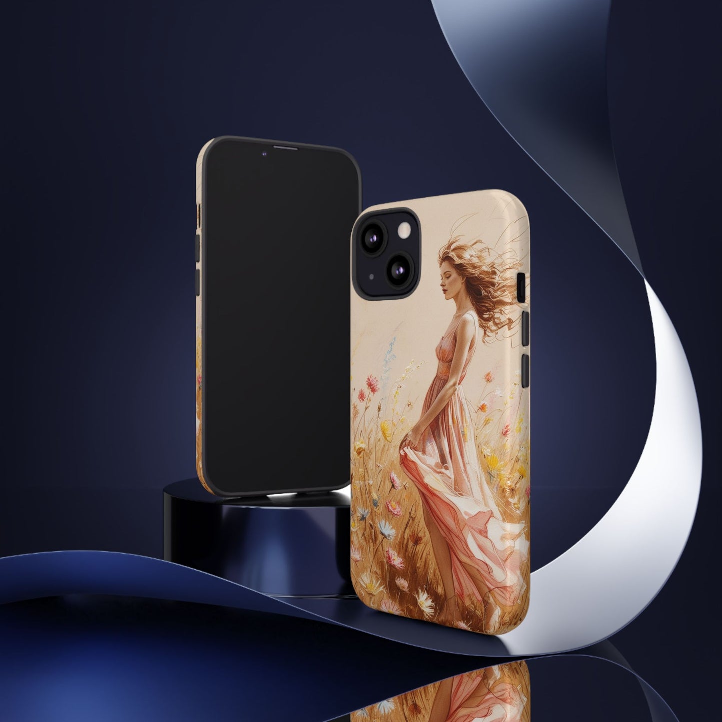 Phone Case - Vintage Woman Art Tough Case - Shockproof Matte & Glossy Finish