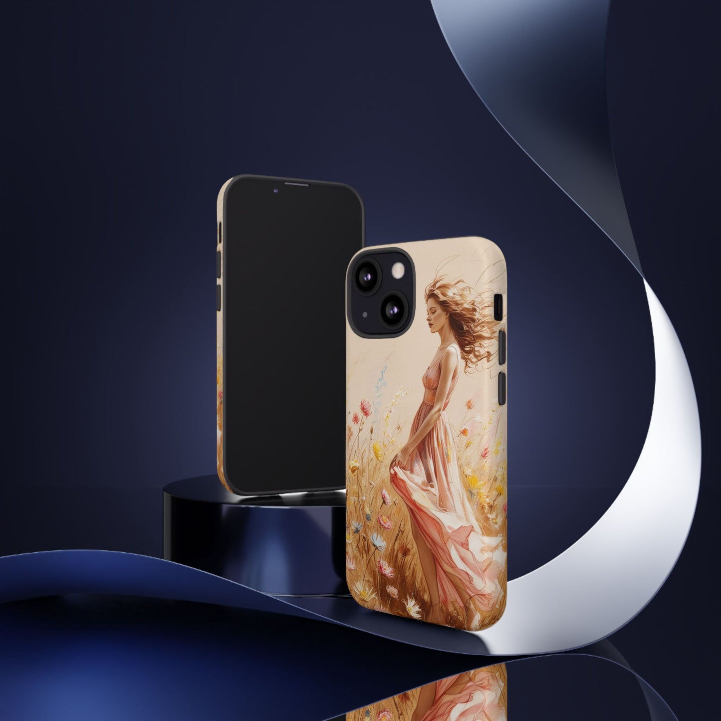 Phone Case - Vintage Woman Art Tough Case - Shockproof Matte & Glossy Finish