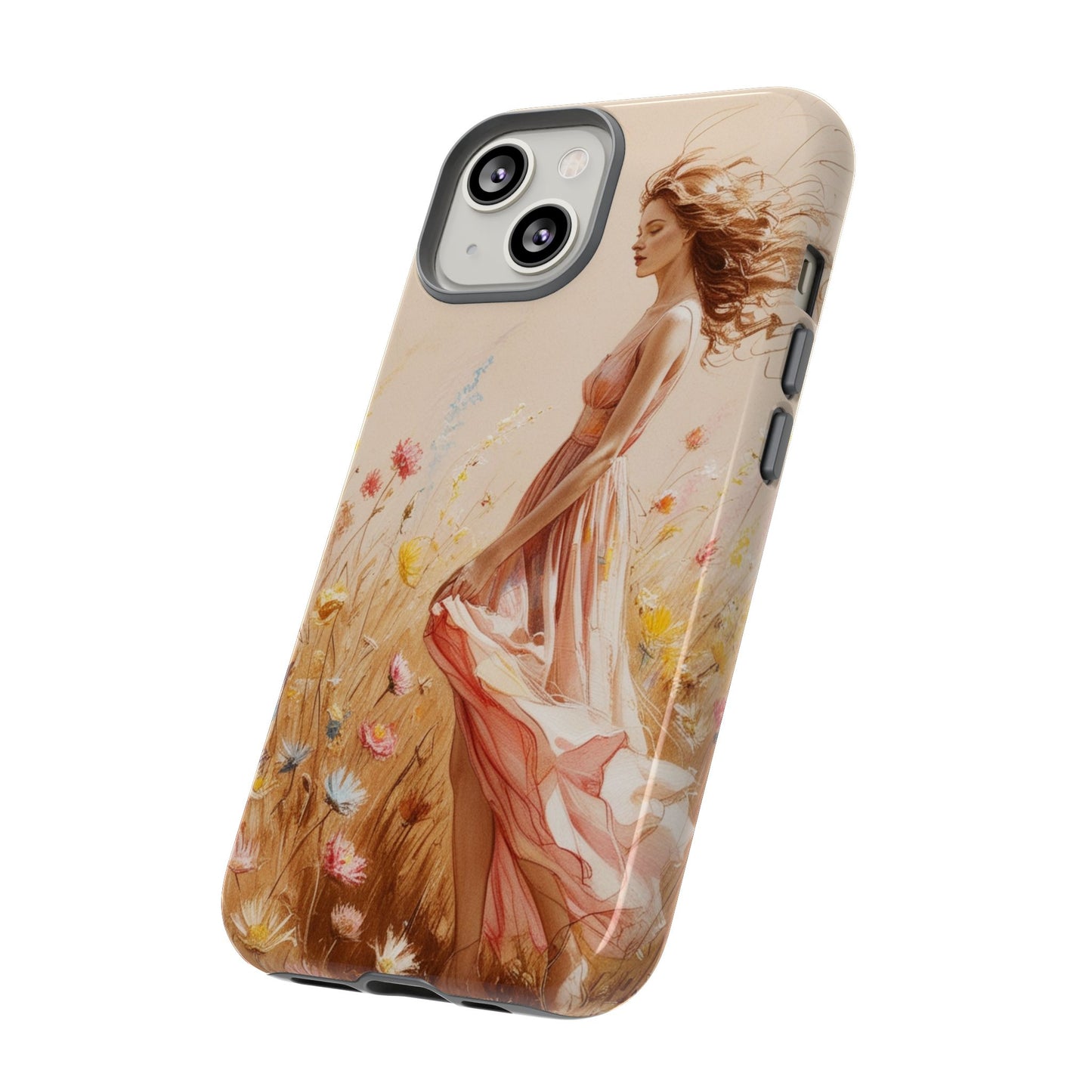 Phone Case - Vintage Woman Art Tough Case - Shockproof Matte & Glossy Finish