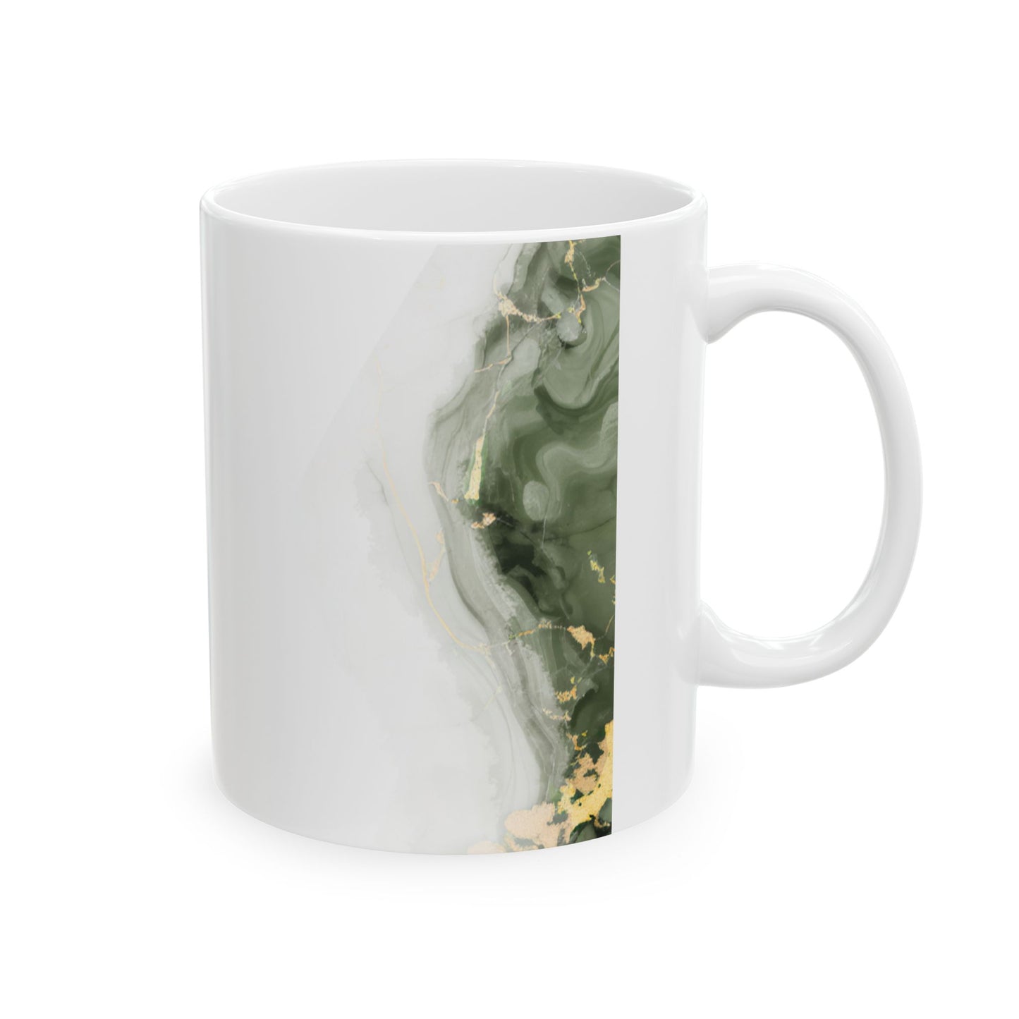 Green Marble Ceramic Mug - 11oz & 15oz Coffee Tea Cup