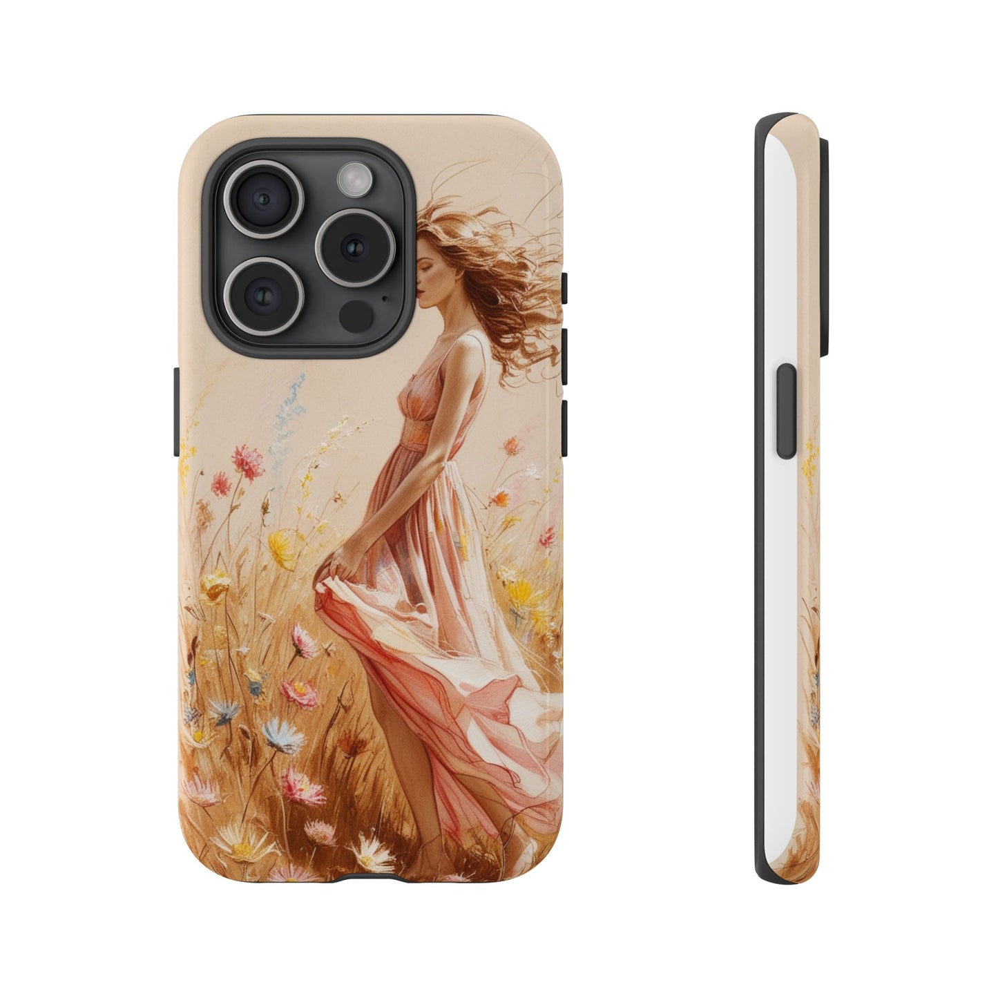 Phone Case - Vintage Woman Art Tough Case - Shockproof Matte & Glossy Finish
