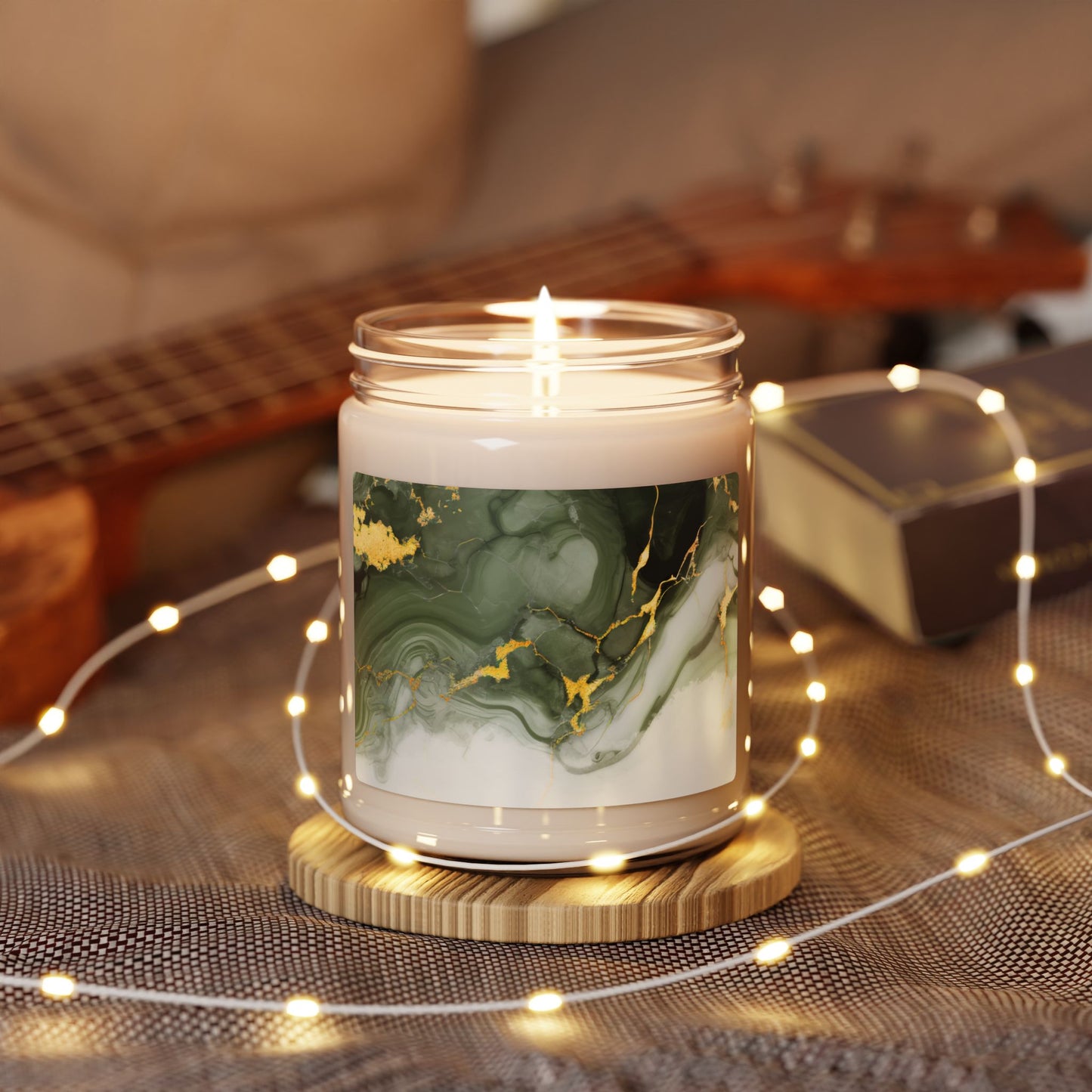 Green Marble Scented Soy Candle – 9oz Luxury Home Fragrance